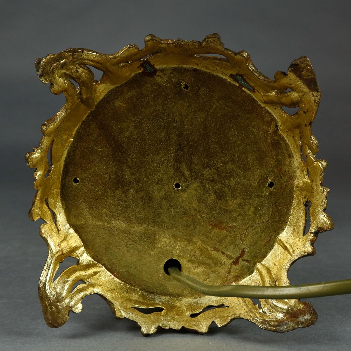 20th Century Antique French Figural Gilt Metal Classical Cherub & Lyre Table Lamp, circa 1900
