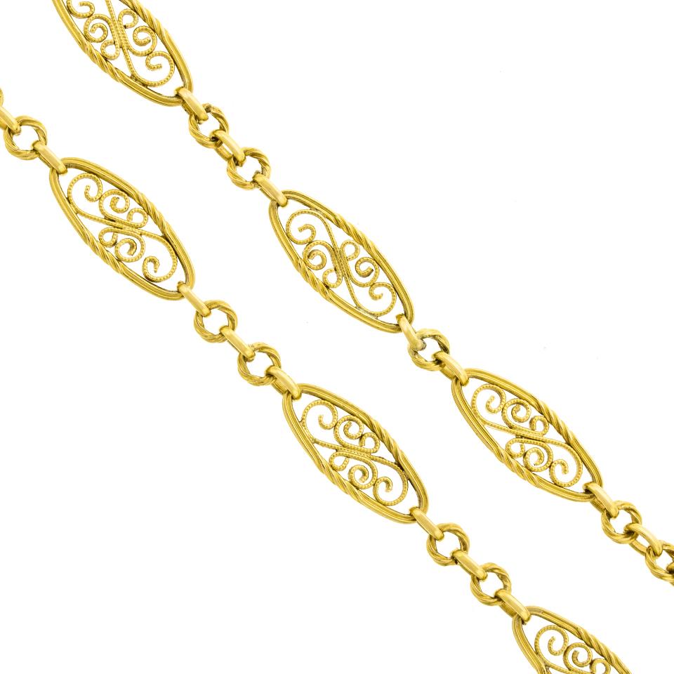 Antique French Filigree Gold Necklace For Sale 1