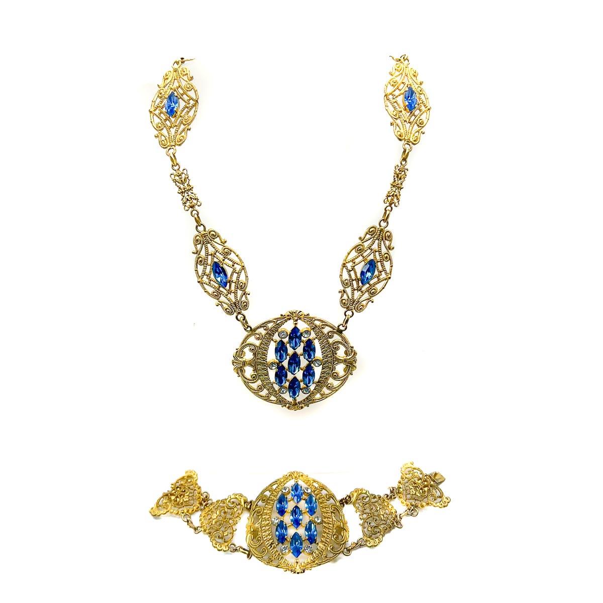 Antique French Set di collare e bracciale in filigrana e pasta del 1900 in vendita 1