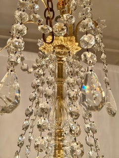 Antique French Fine Bronze and Crystal Chandelier circa 1890s