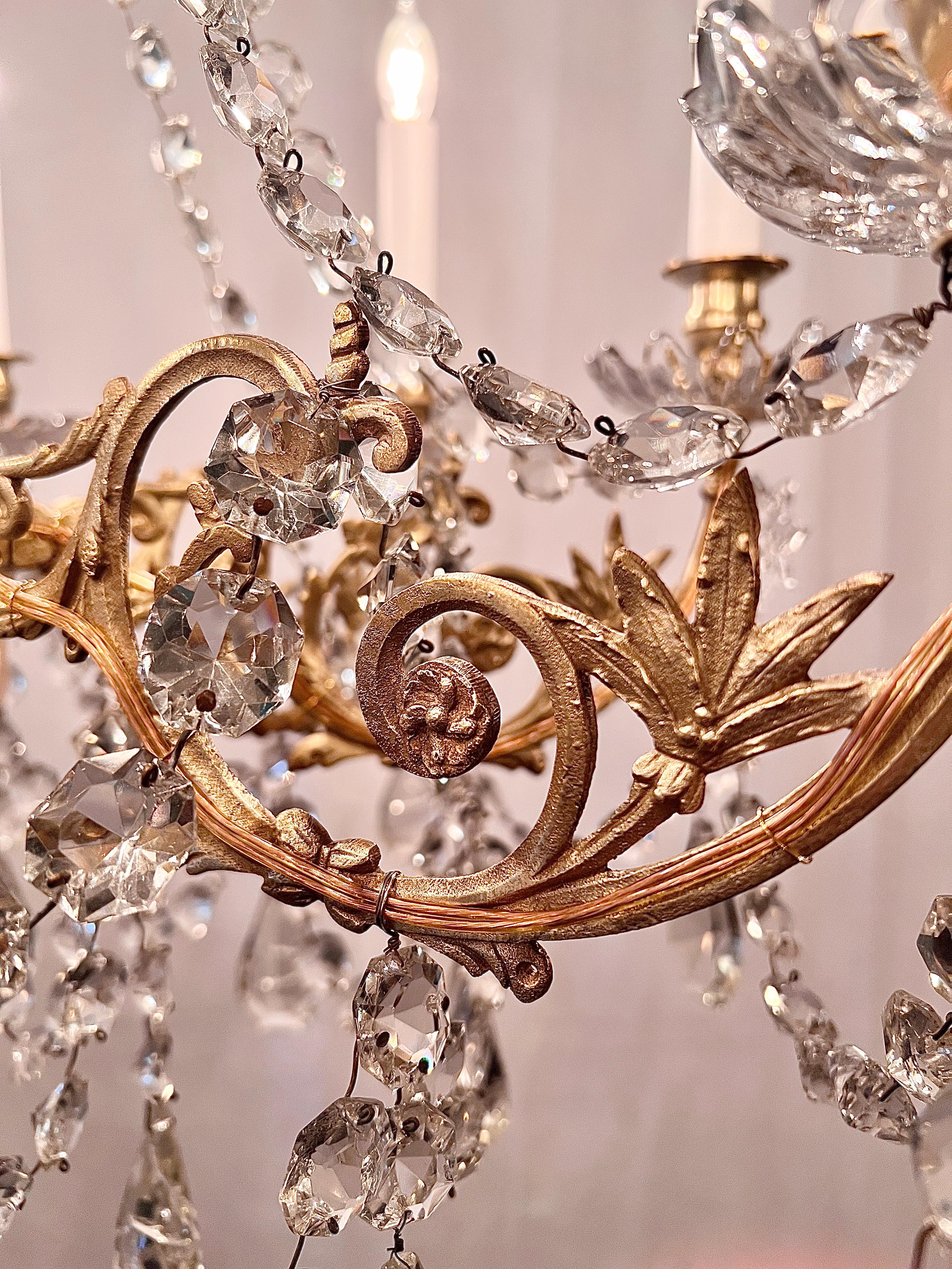 Antique French Fine Bronze and Crystal Chandelier circa 1890s For Sale 1