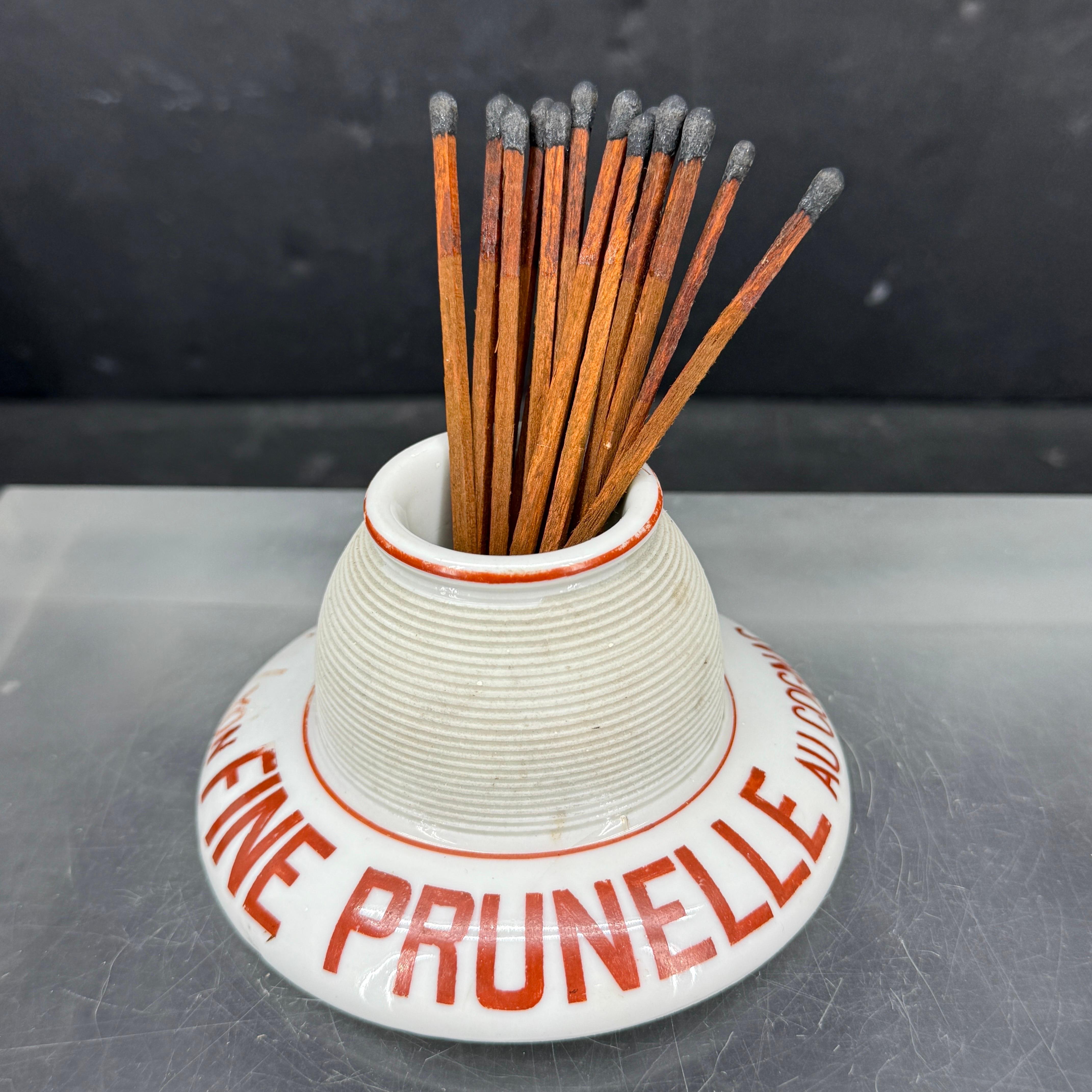 Antique French FINE PRUNELLE LYON Match Holder With Striker For Sale 1