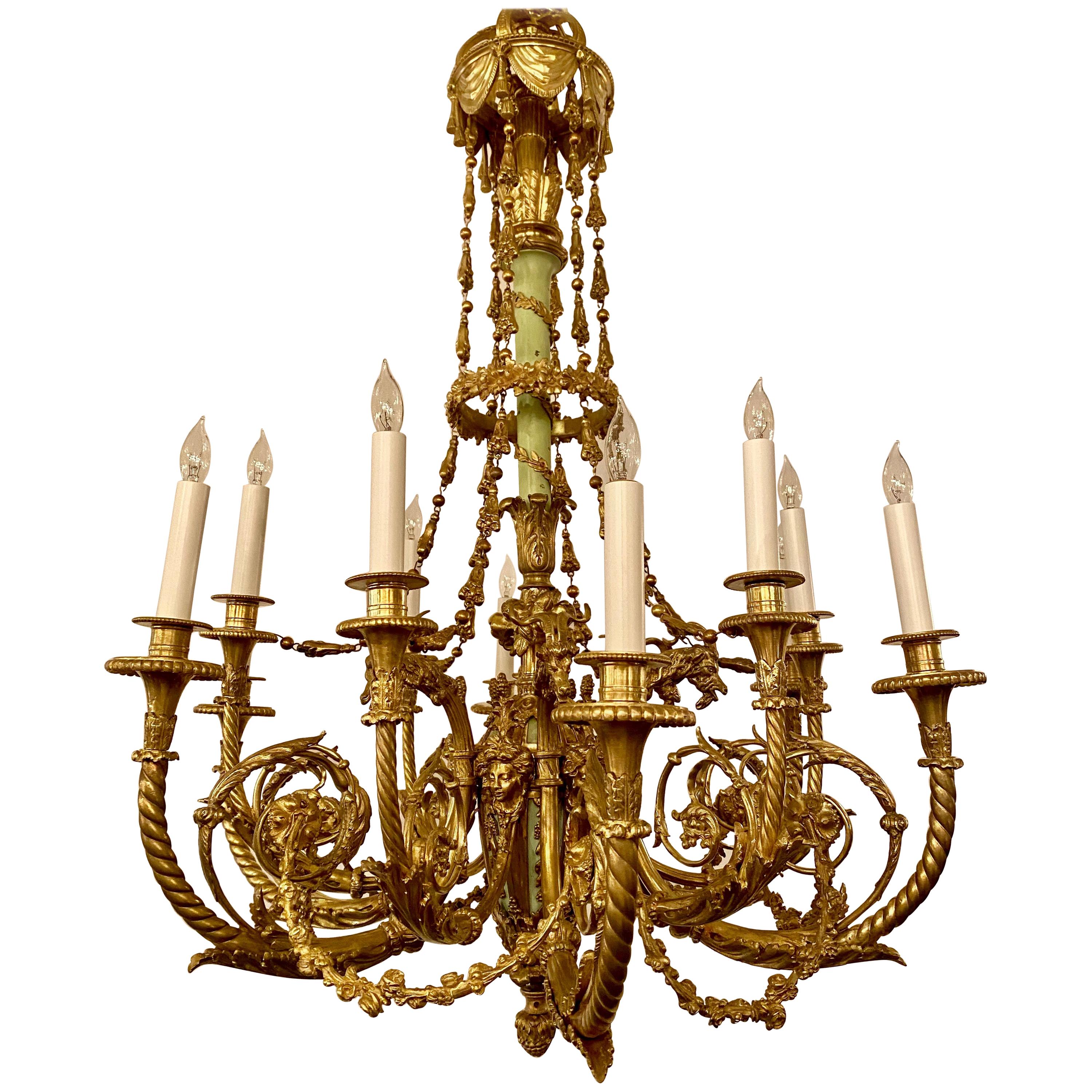 Antique French Fine Quality Louis 16th Bronze Chandelier For Sale