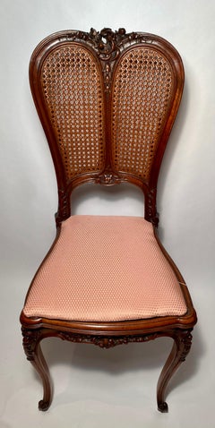 Silla auxiliar francesa antigua de nogal fino, circa 1880