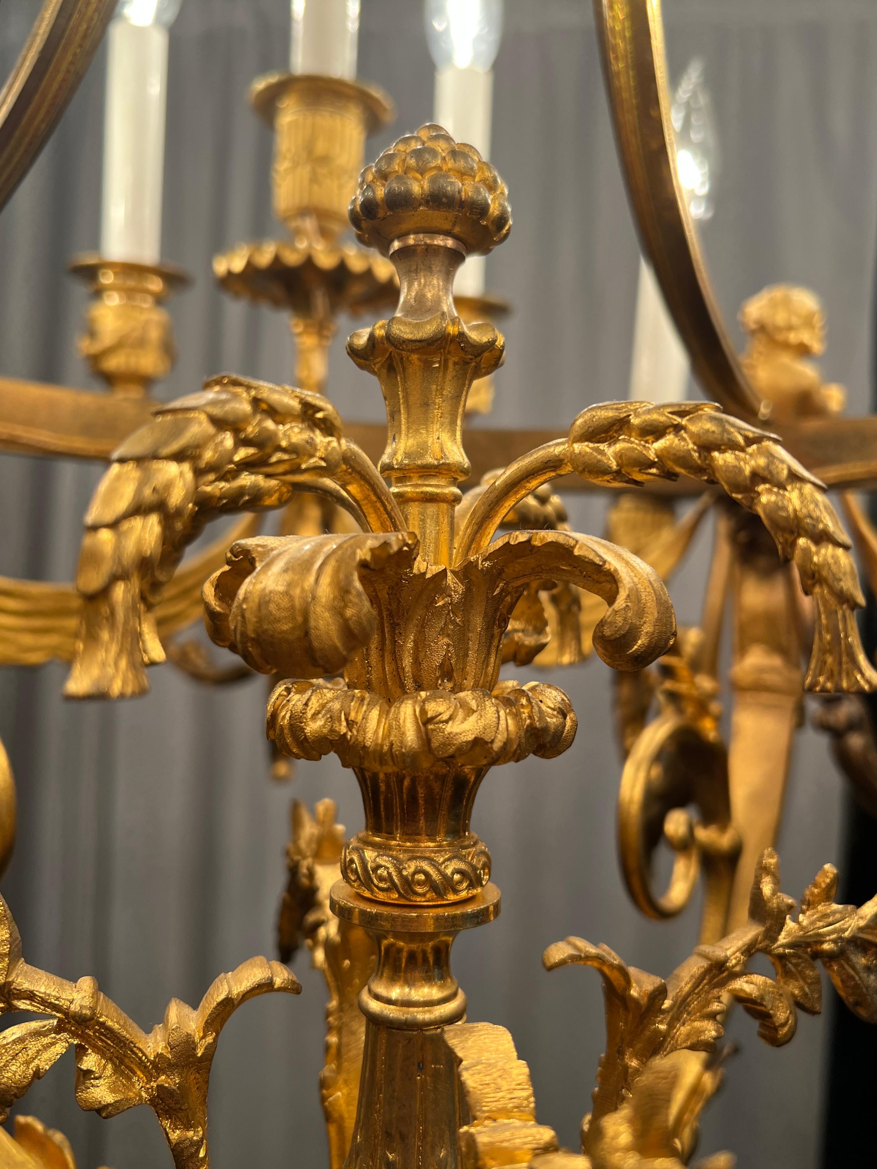Antique French Finely Chased Bronze D'Ore 20 Light Chandelier, Circa 1870-1880. For Sale 1