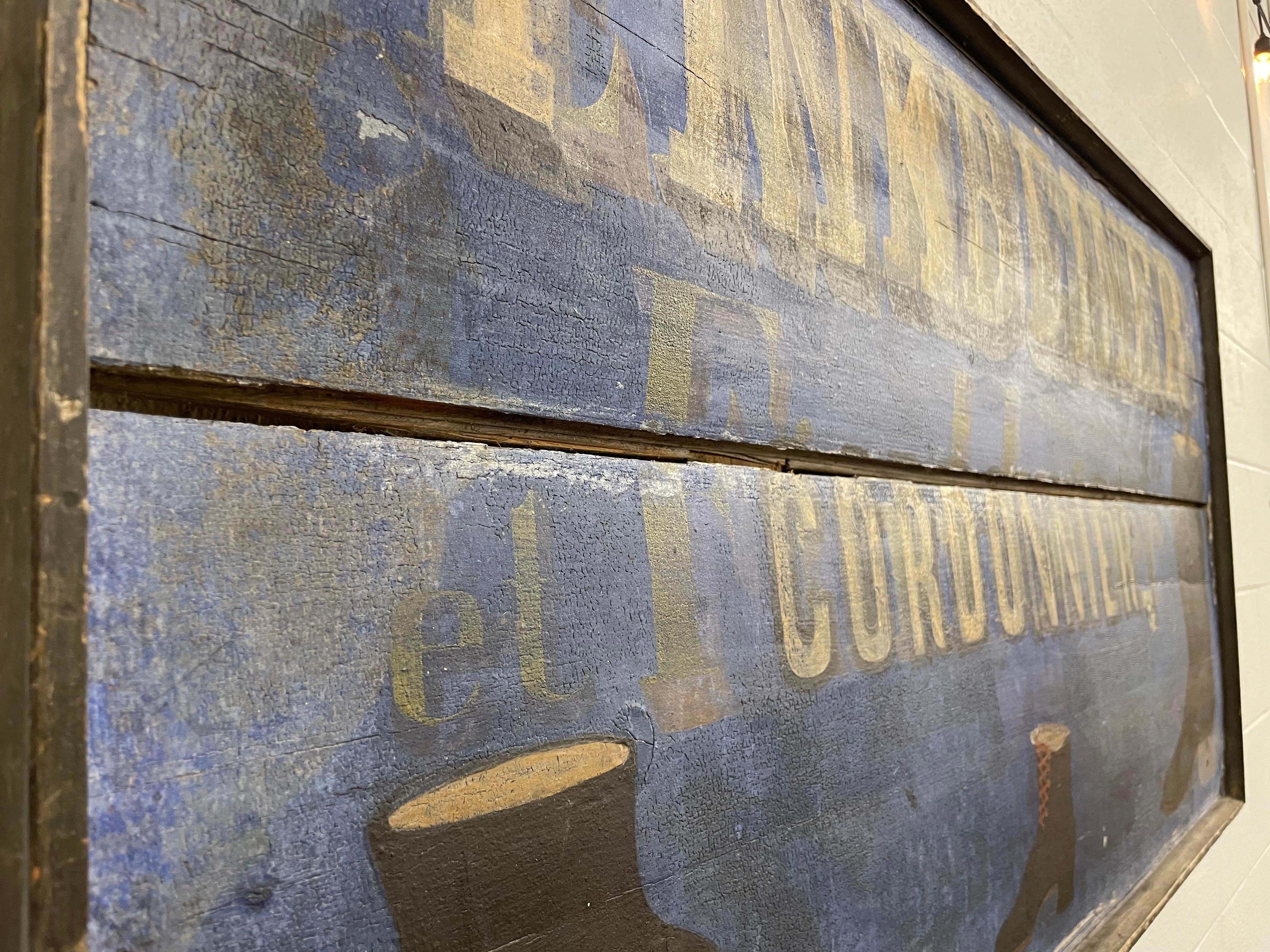 19th Century Antique French Finkbeiner Cordonnier (Cobbler) Advertising Sign For Sale