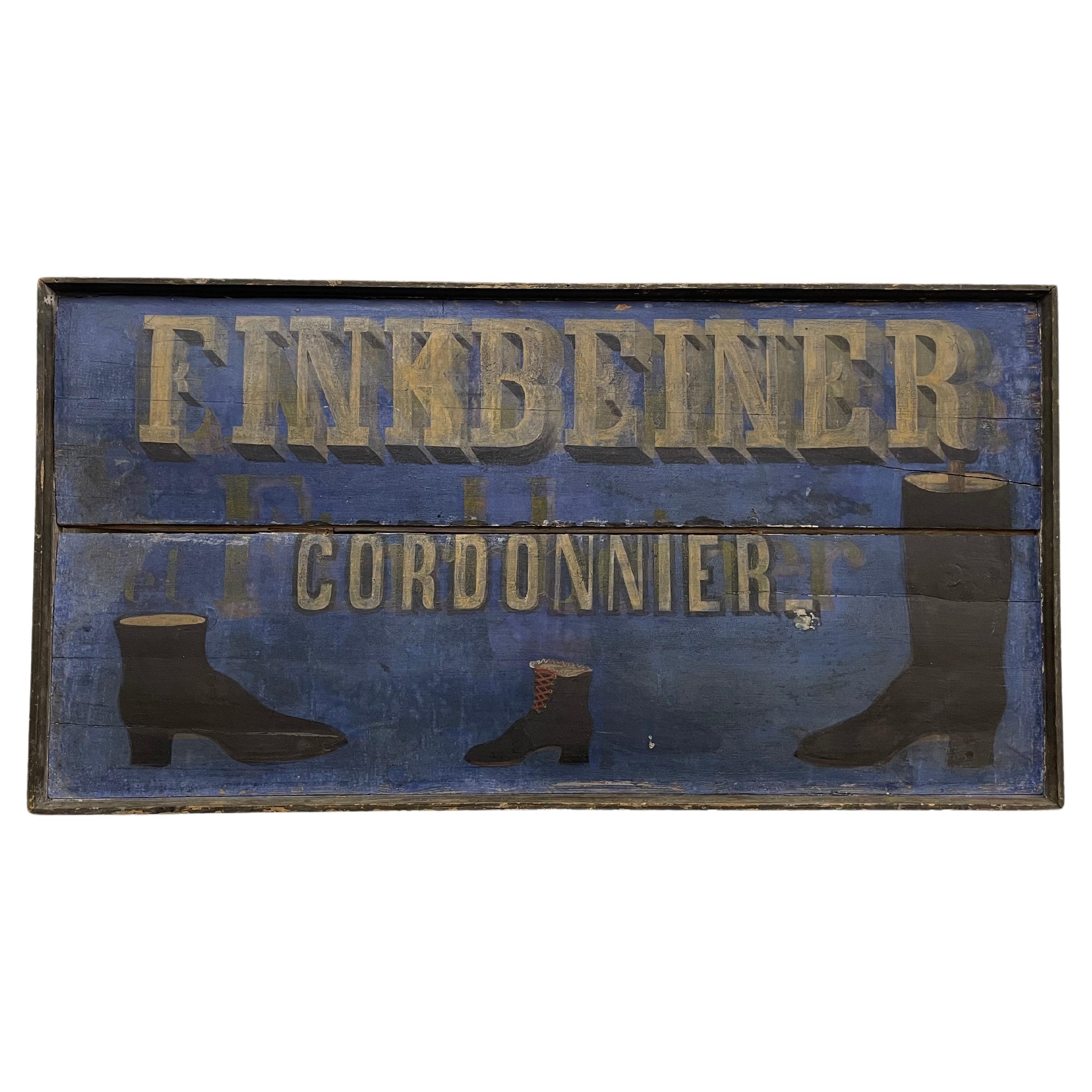 Antique French Finkbeiner Cordonnier (Cobbler) Advertising Sign