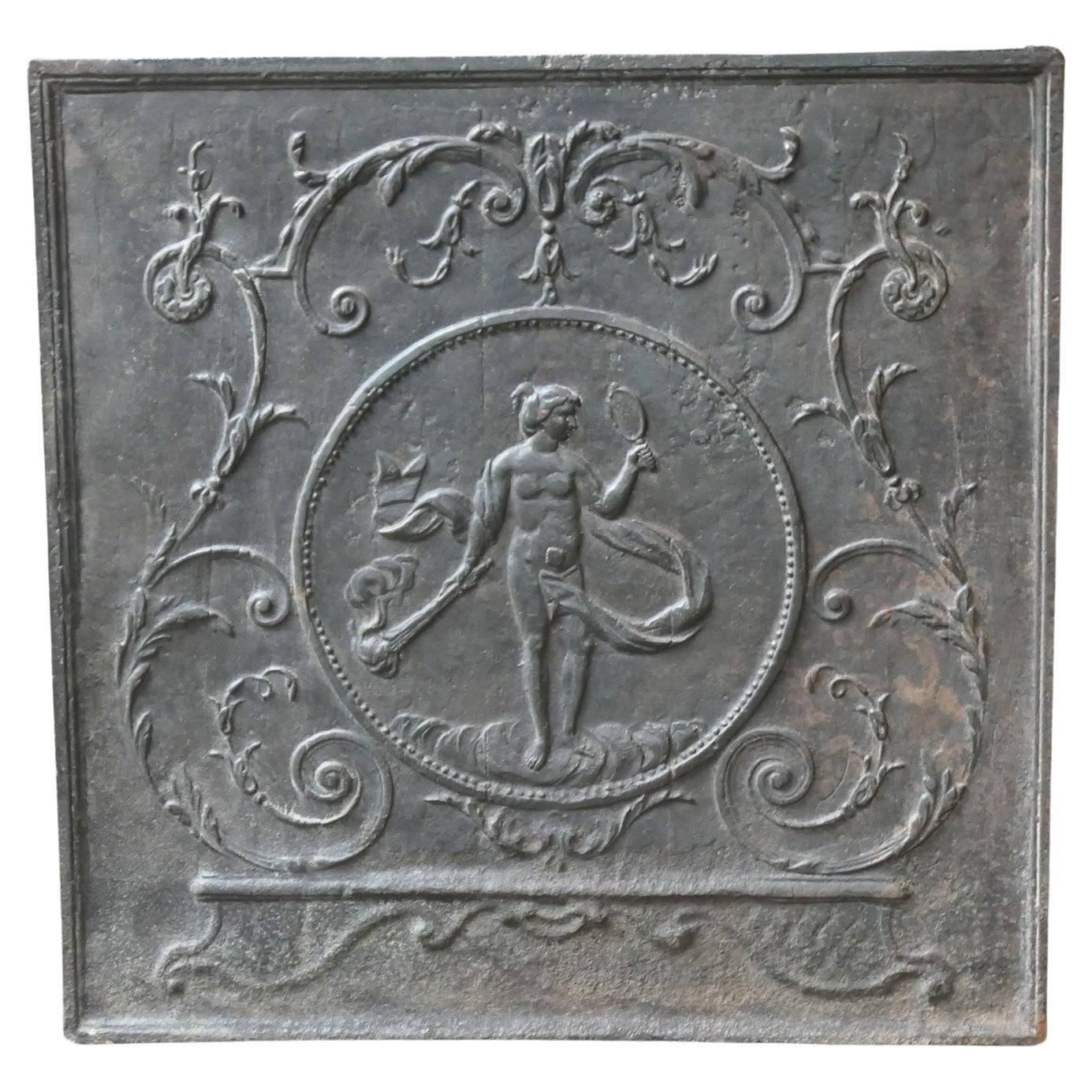 Antique French Fireback / Backsplash with the Goddess Venus, 18th Century For Sale