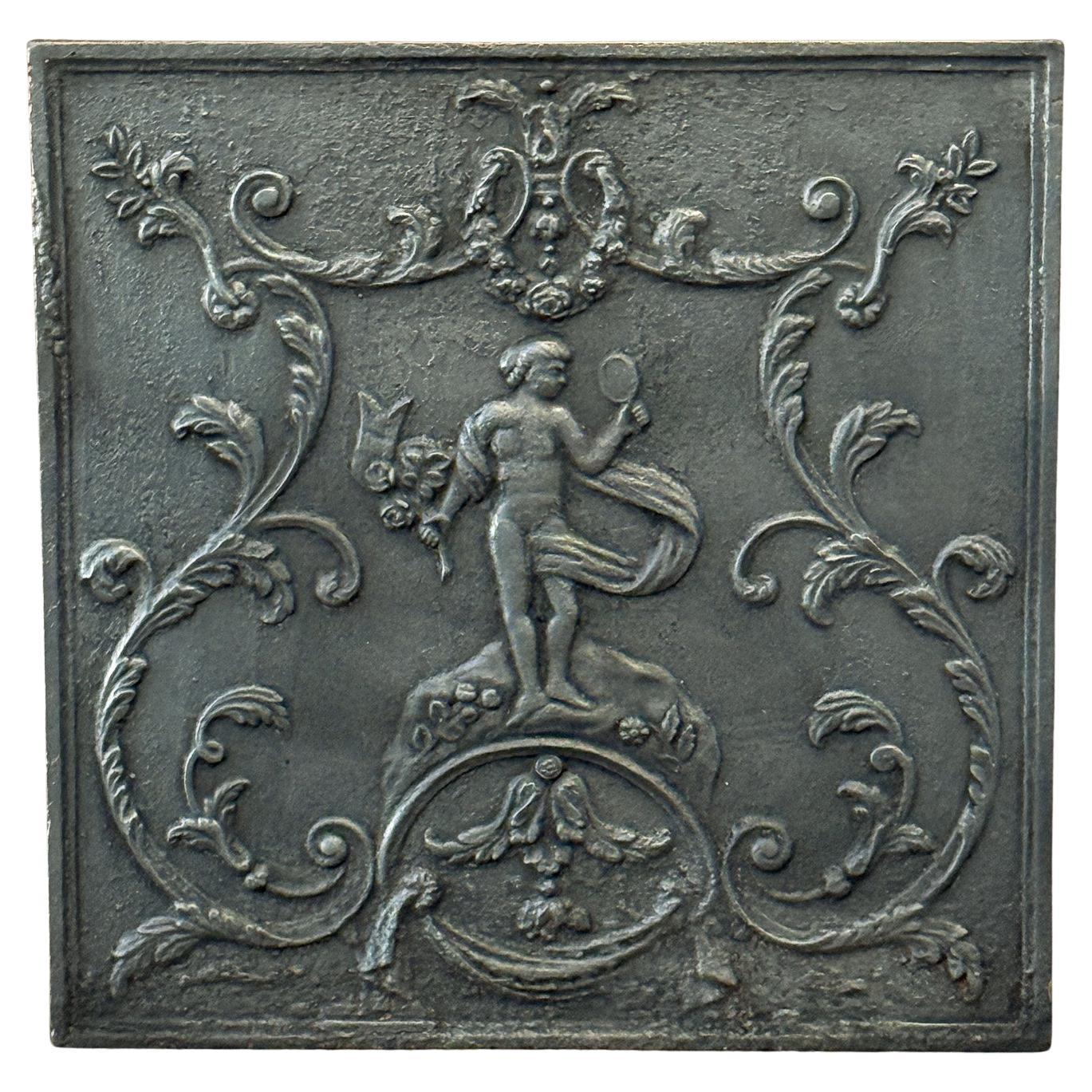 Antique French Fireback / Backsplash con la Dea Venere, periodo Luigi XV in vendita