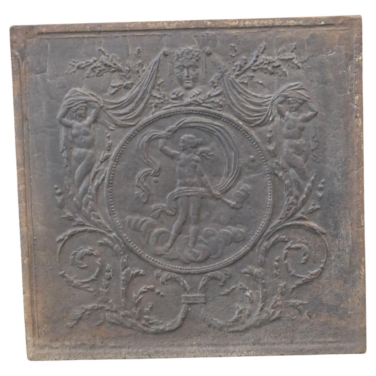 Antique French Fireback / Backsplash con la dea Venere, periodo neoclassico