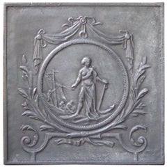 Antique French Fireback with an Allegory of Navigation, 19th Century