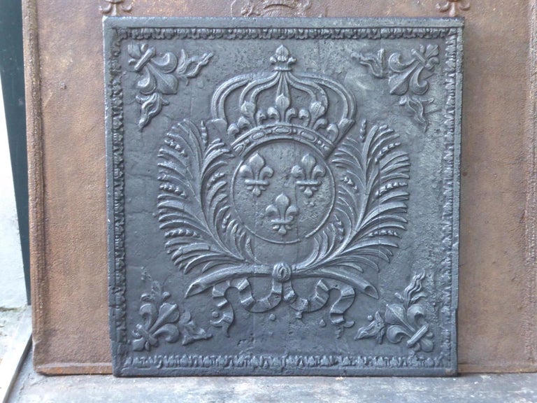 Antique French Fireback With Arms Of France 17th 18th Century - 