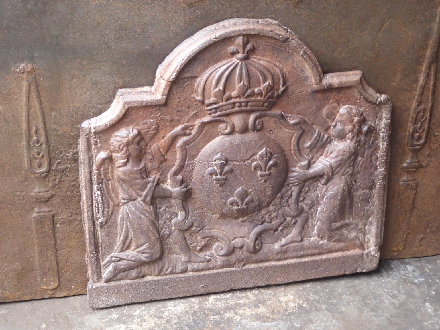 Louis XIV Antique French Fireback / Backsplash with Arms of France, 17th-18th Century For Sale