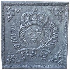 Antique French Fireback with Arms of France, 17th-18th Century