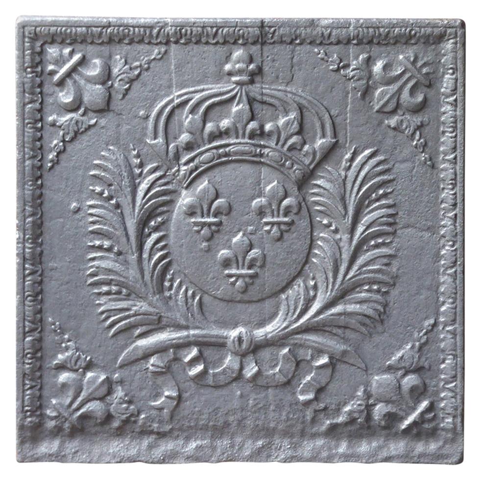 Antique French Fireback with Arms of France, 17th-18th Century