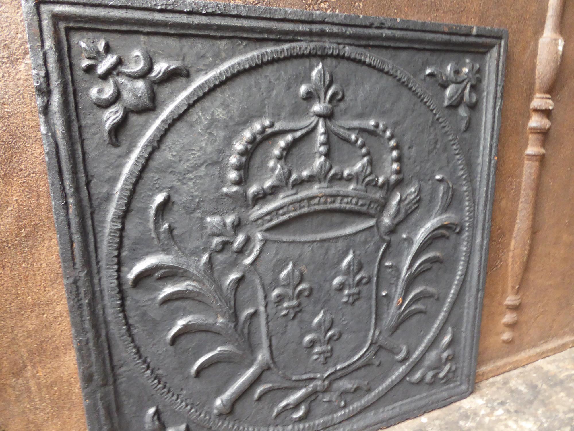 Antique French Fireback with Coat of Arms of France, 18th Century 1