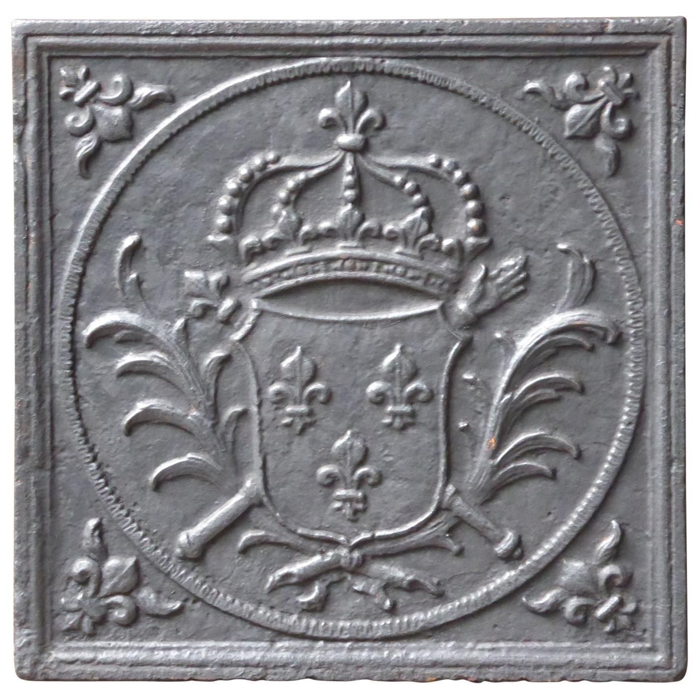 Antique French Fireback with Coat of Arms of France, 18th Century