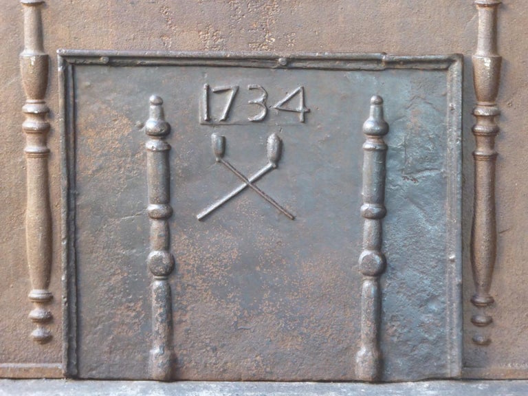 French fireback with two pillars and two pipes, and the date of production 1734.







 