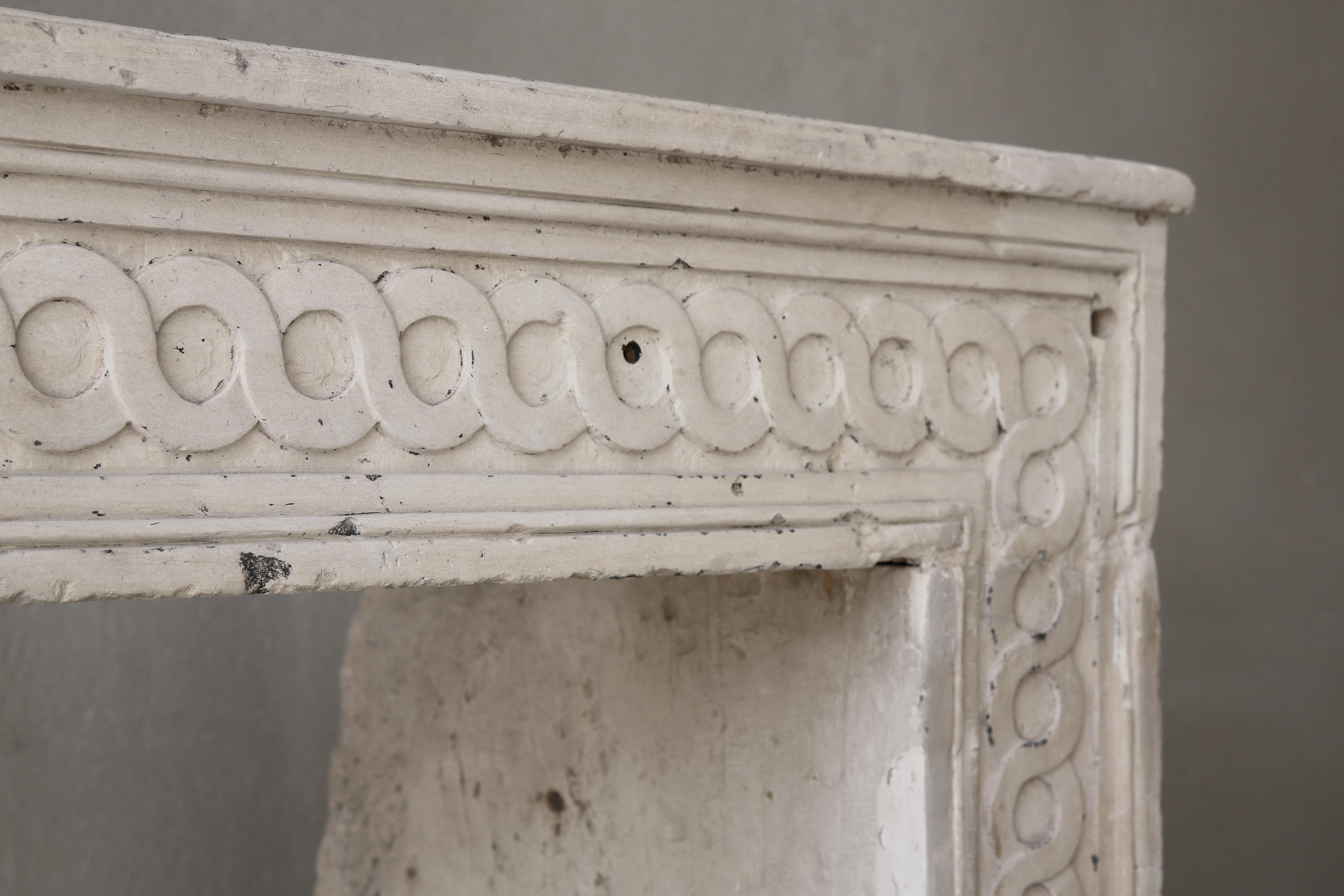 Antique French Fireplace, 19th Century, French Limestone, Louis XVI Style For Sale 1