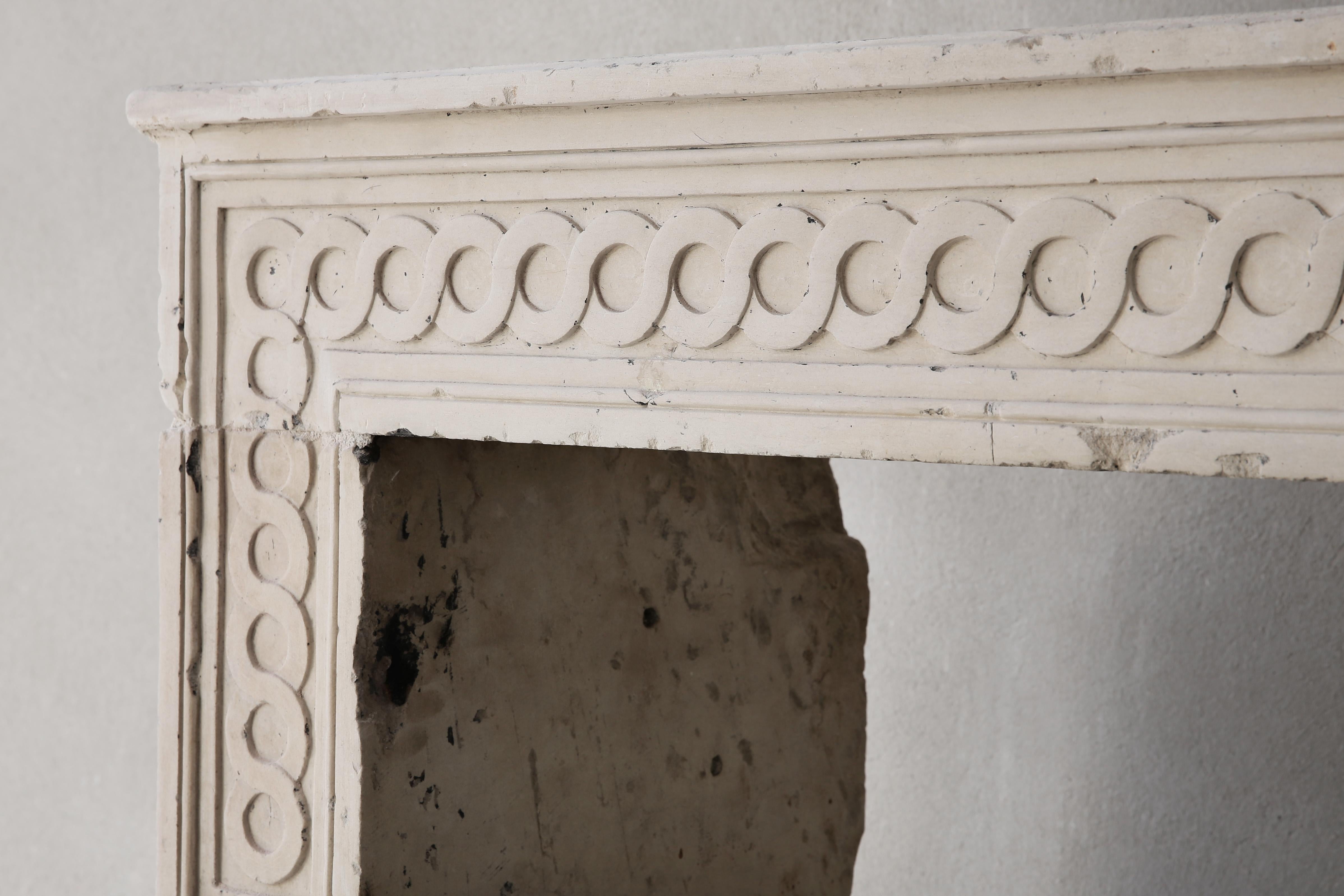 Antique French Fireplace, 19th Century, French Limestone, Louis XVI Style For Sale 2