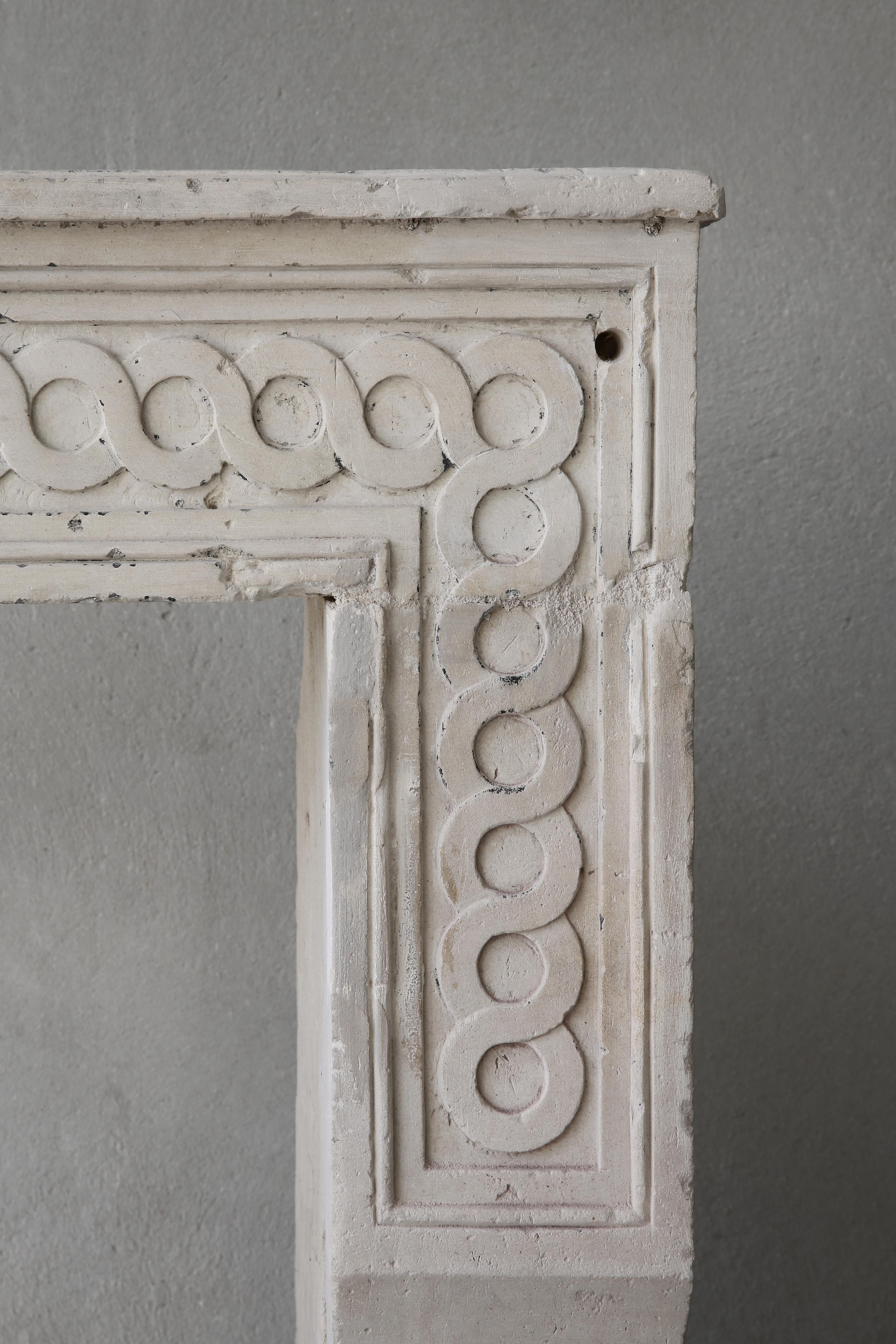 Antique French Fireplace, 19th Century, French Limestone, Louis XVI Style For Sale 3