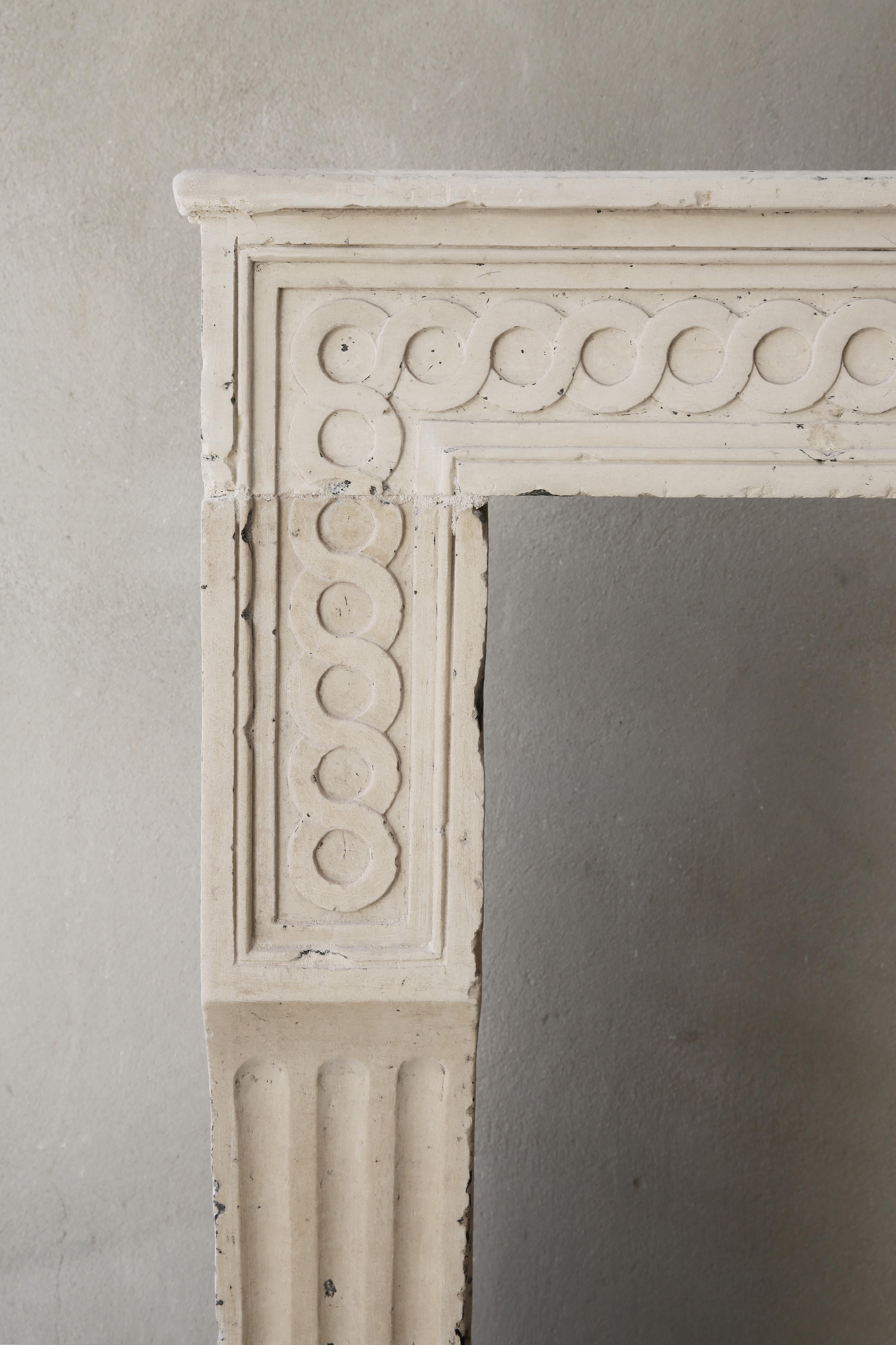 Antique French Fireplace, 19th Century, French Limestone, Louis XVI Style For Sale 4