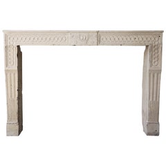 Antique French Fireplace, 19th Century, French Limestone, Louis XVI Style