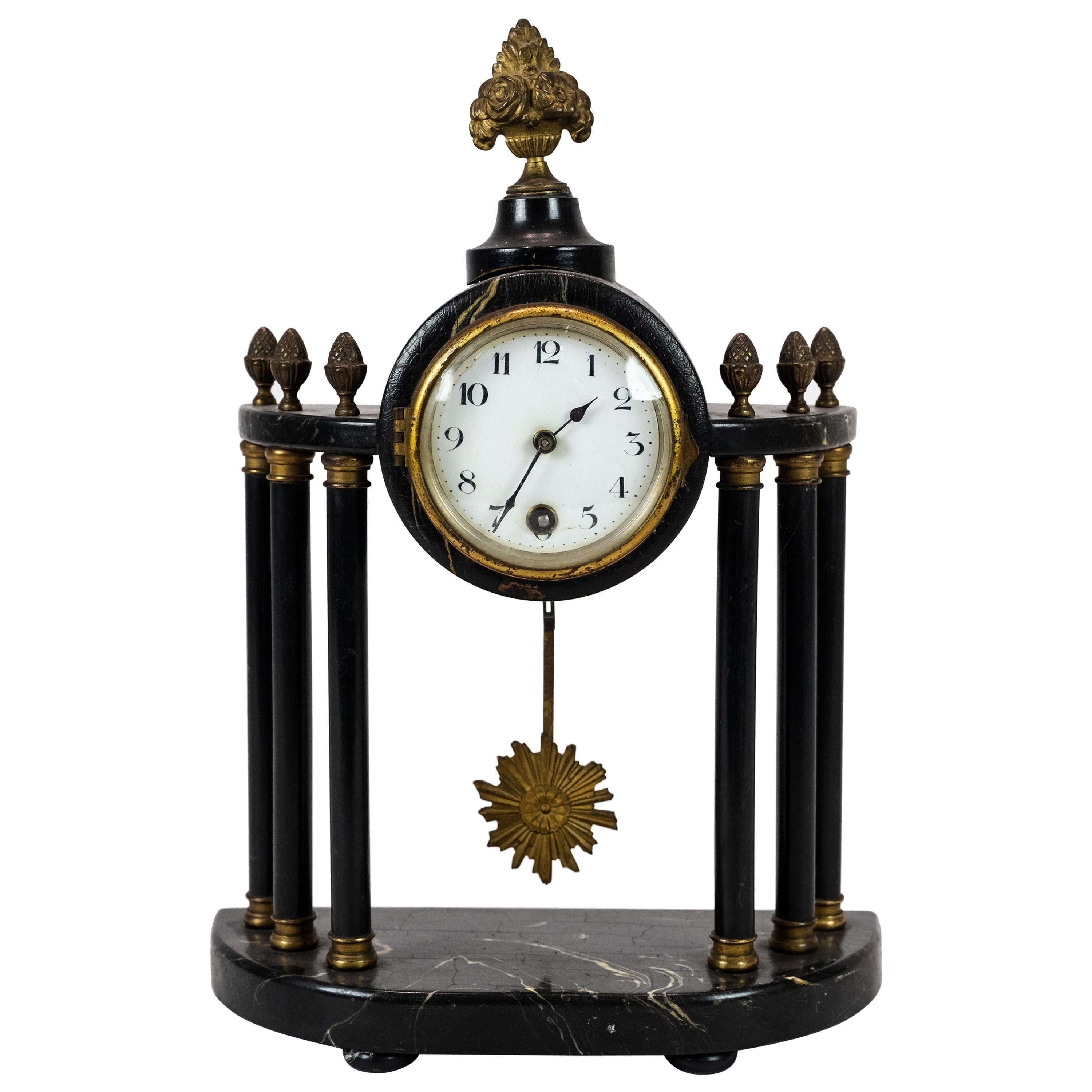 Antique French Fireplace Clock from circa 1840 with Gilding