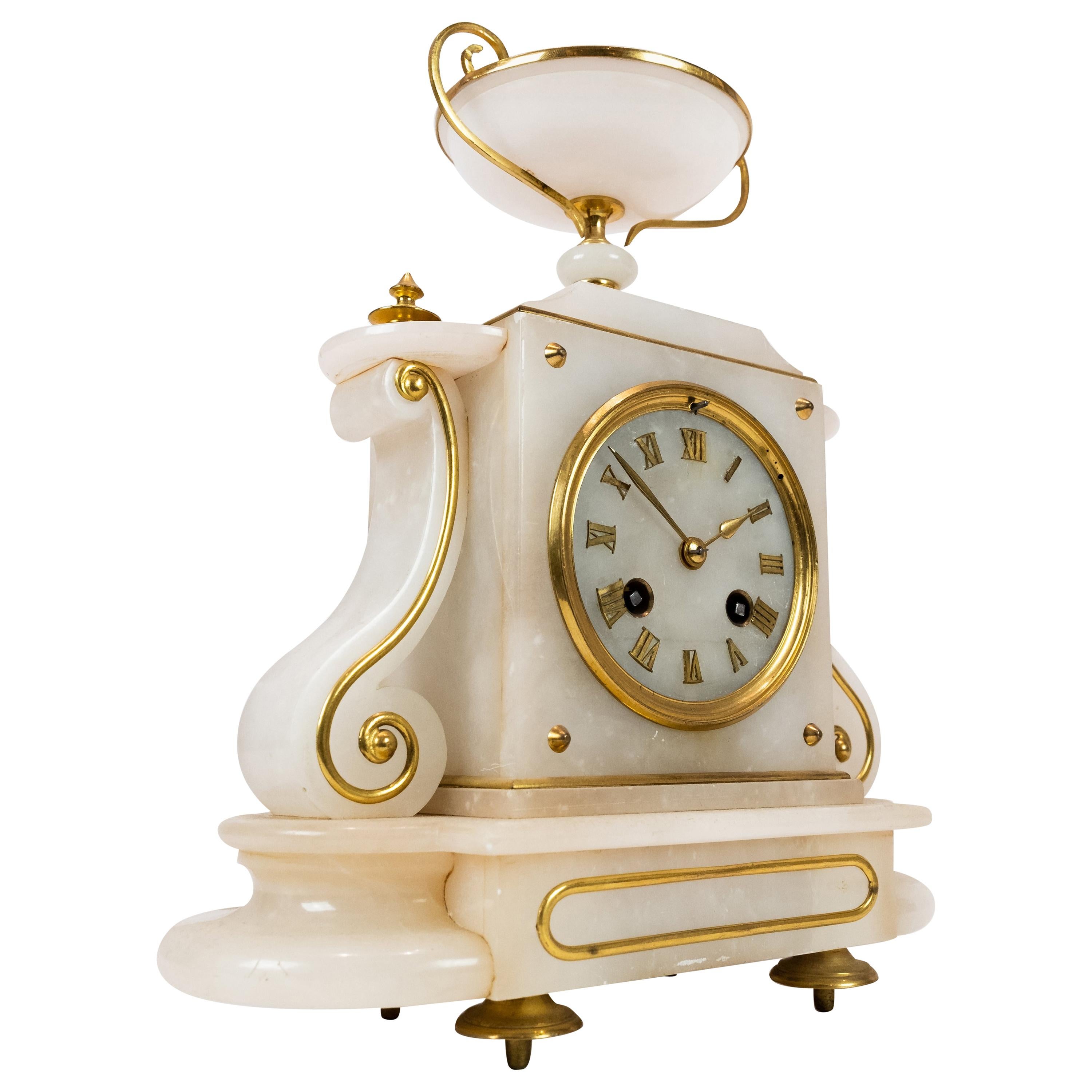 Antique French Fireplace Clock in Marble from circa 1820s