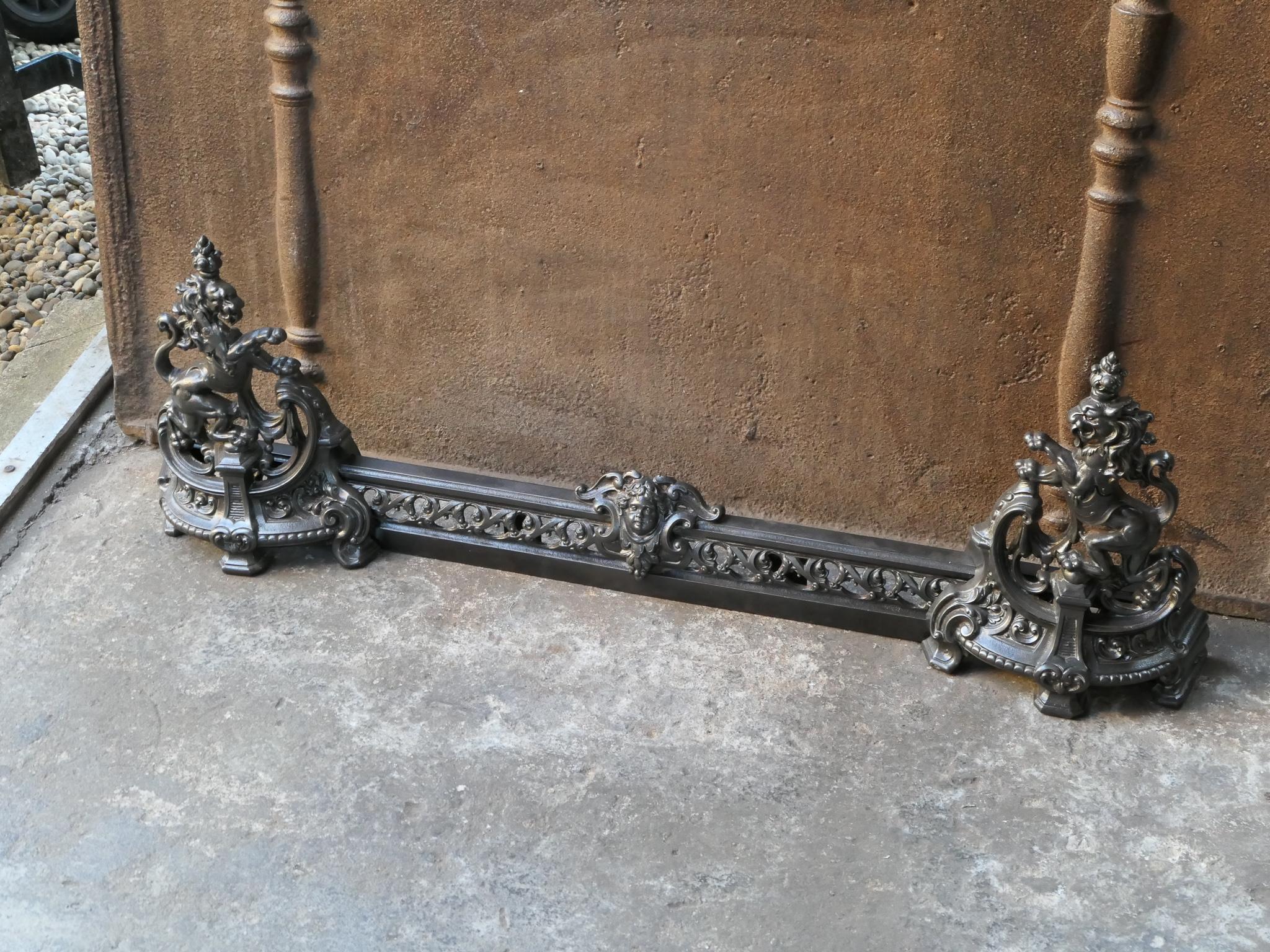 Forged Antique French Fireplace Fender, 19th Century For Sale