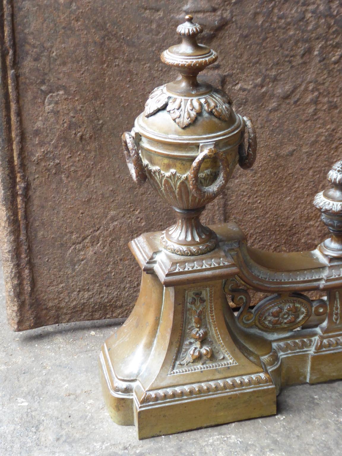 Brass Antique French Fireplace Fender, 19th Century For Sale