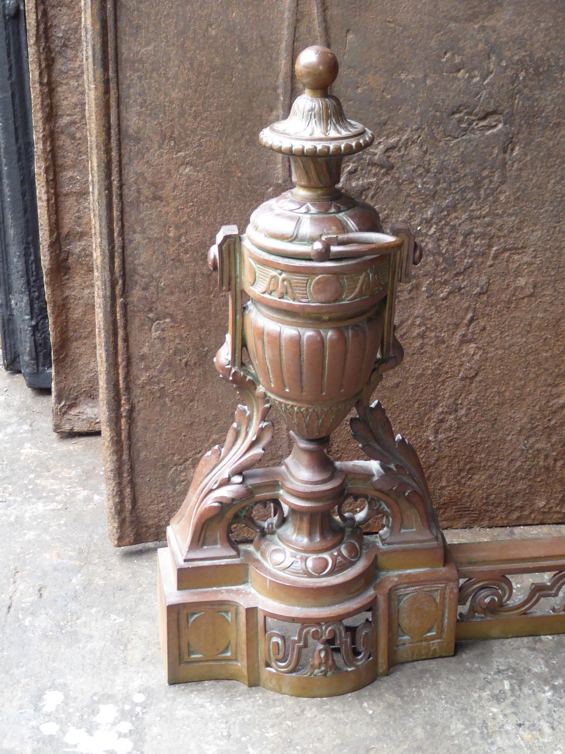 Brass Antique French Fireplace Fender, 19th Century For Sale