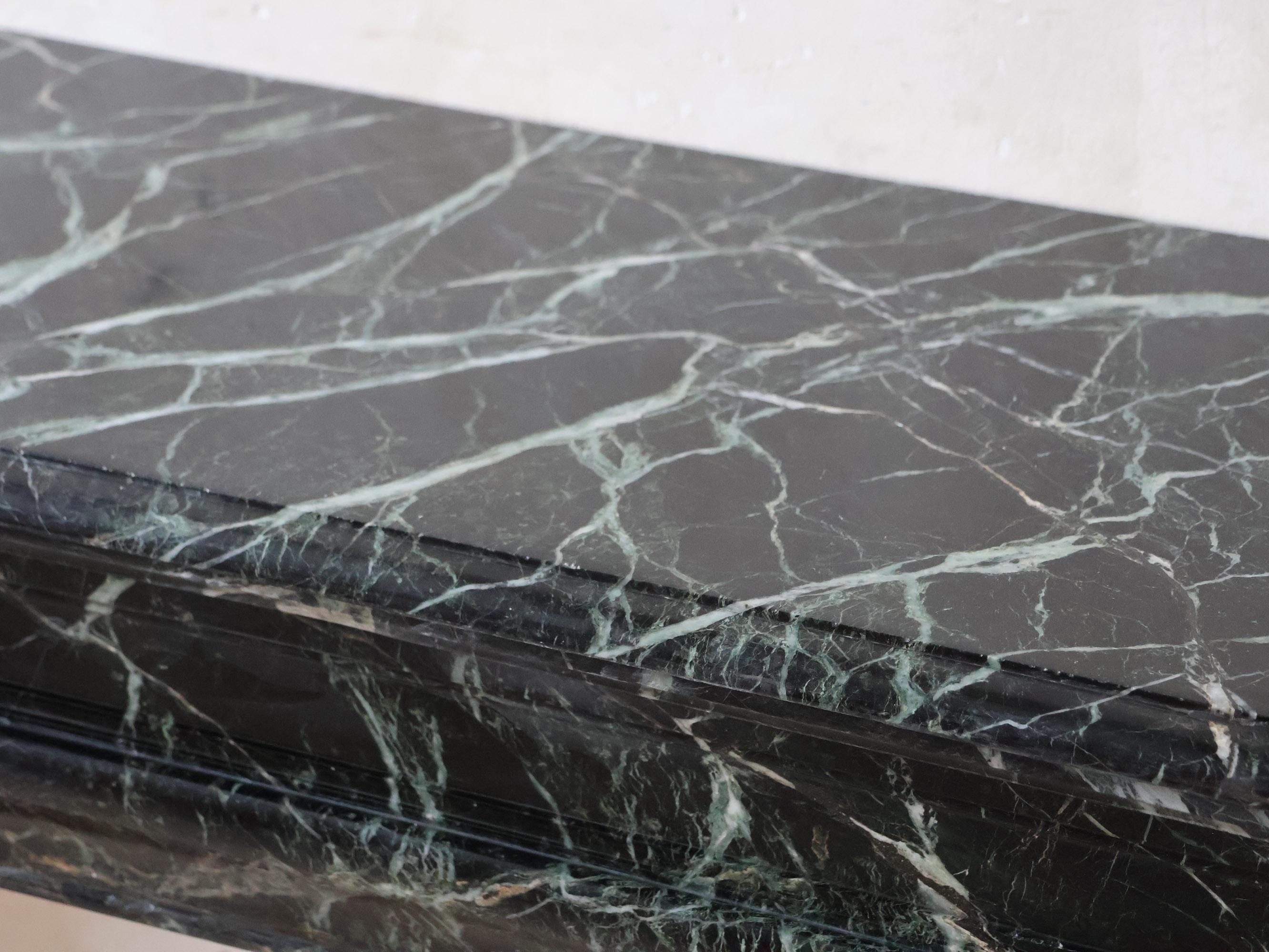 Antique French Fireplace in Deep Green Marble For Sale 6