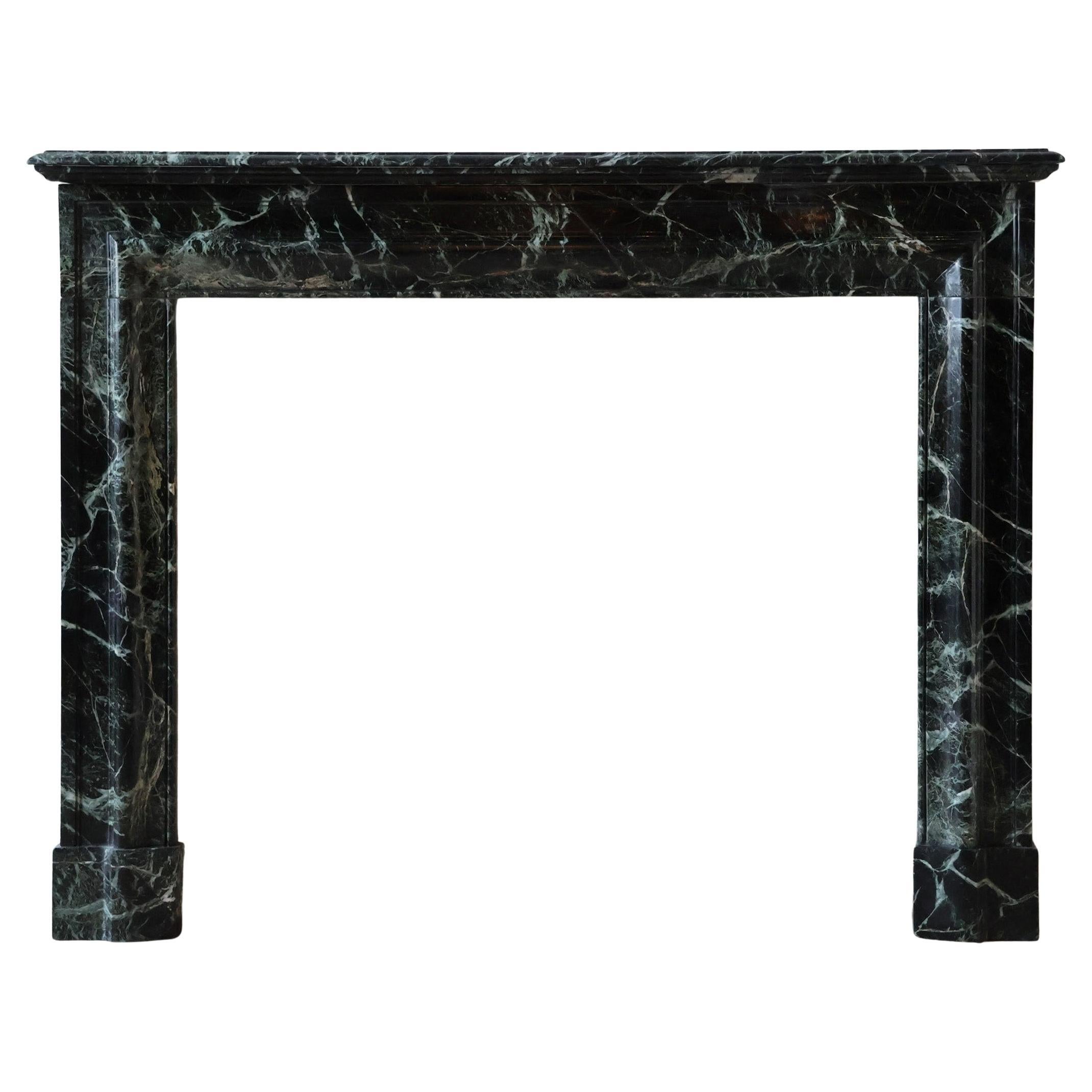 Antique French Fireplace in Deep Green Marble