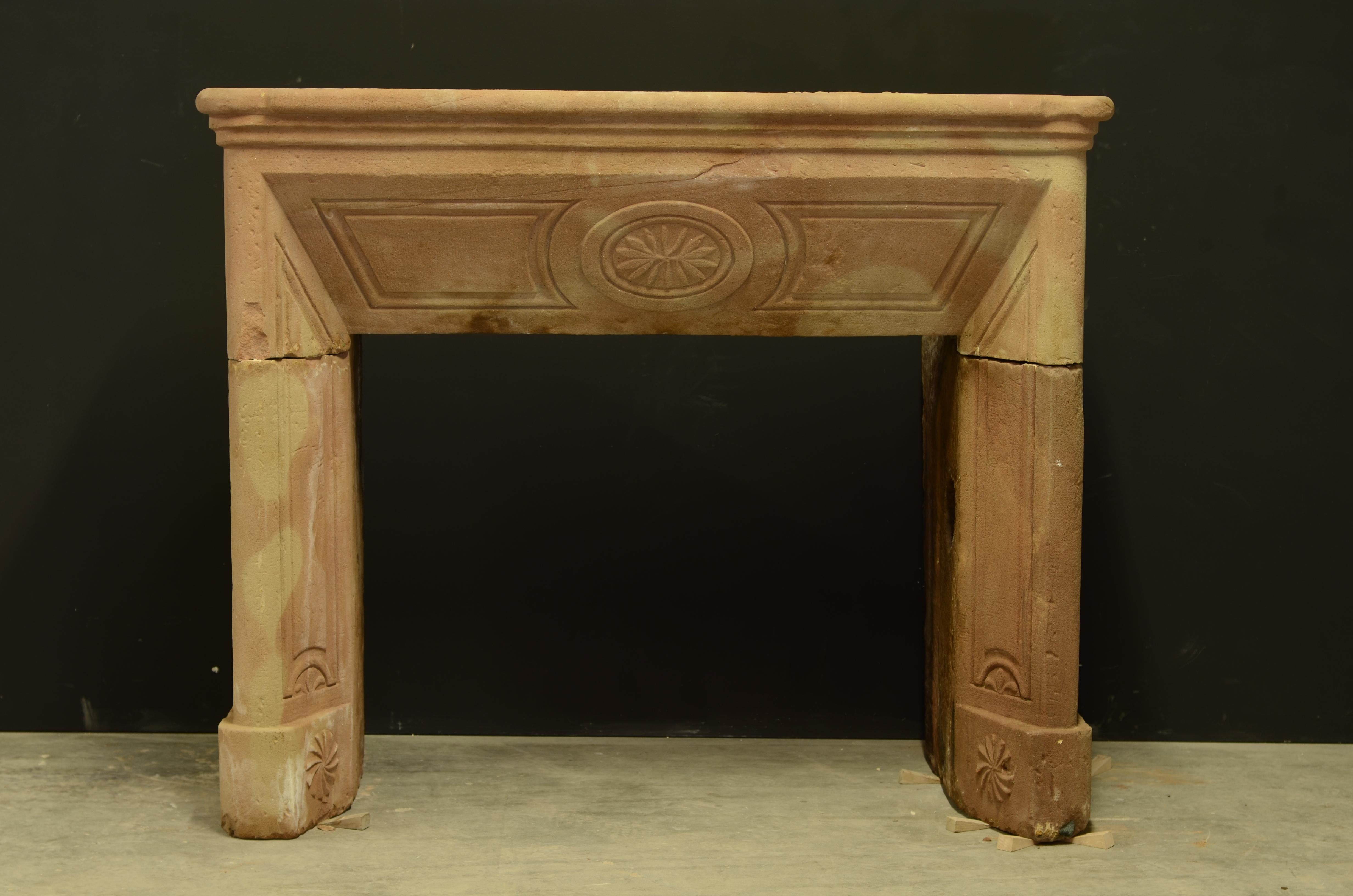 Louis XVI Antique French Fireplace in Sandstone For Sale