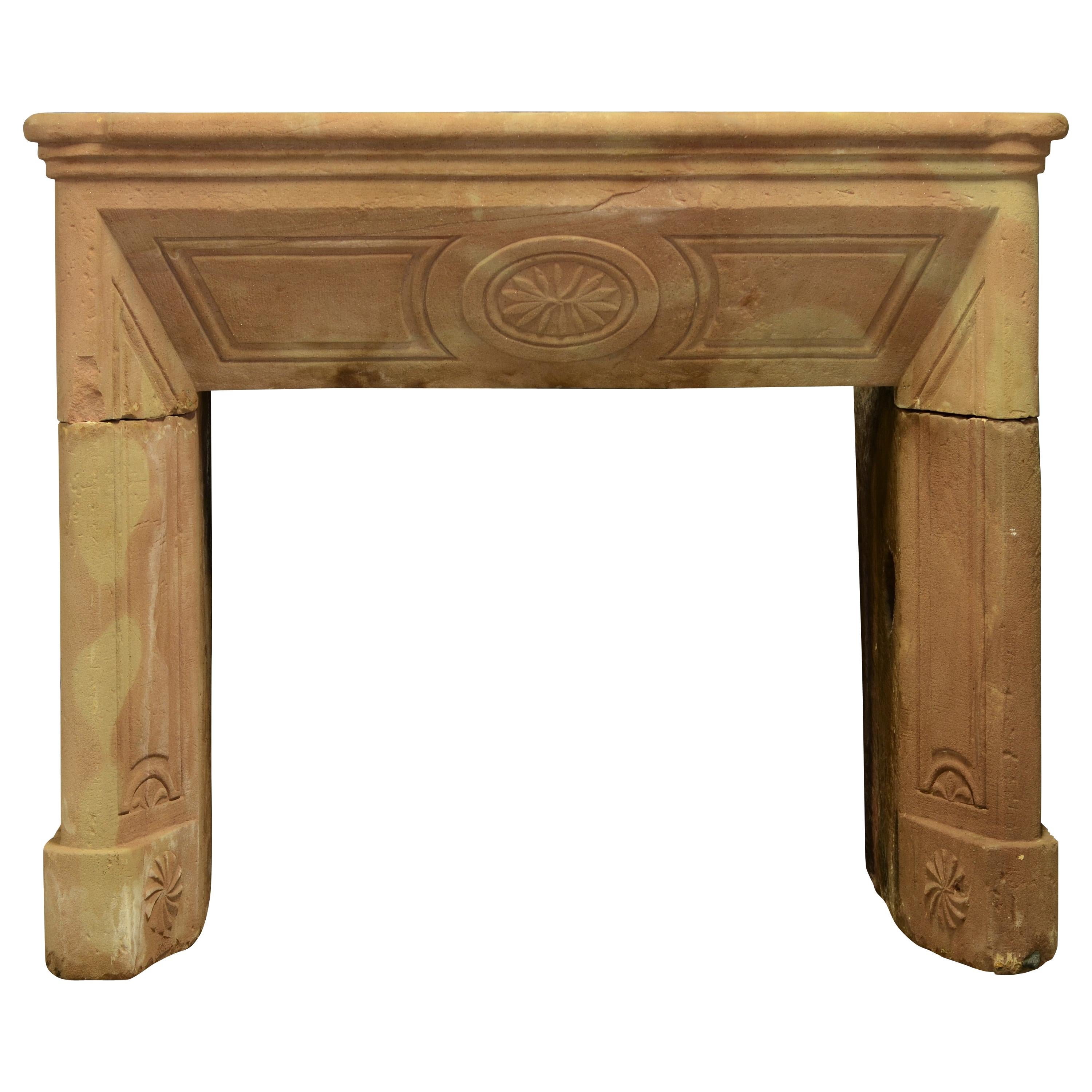 Antique French Fireplace in Sandstone For Sale