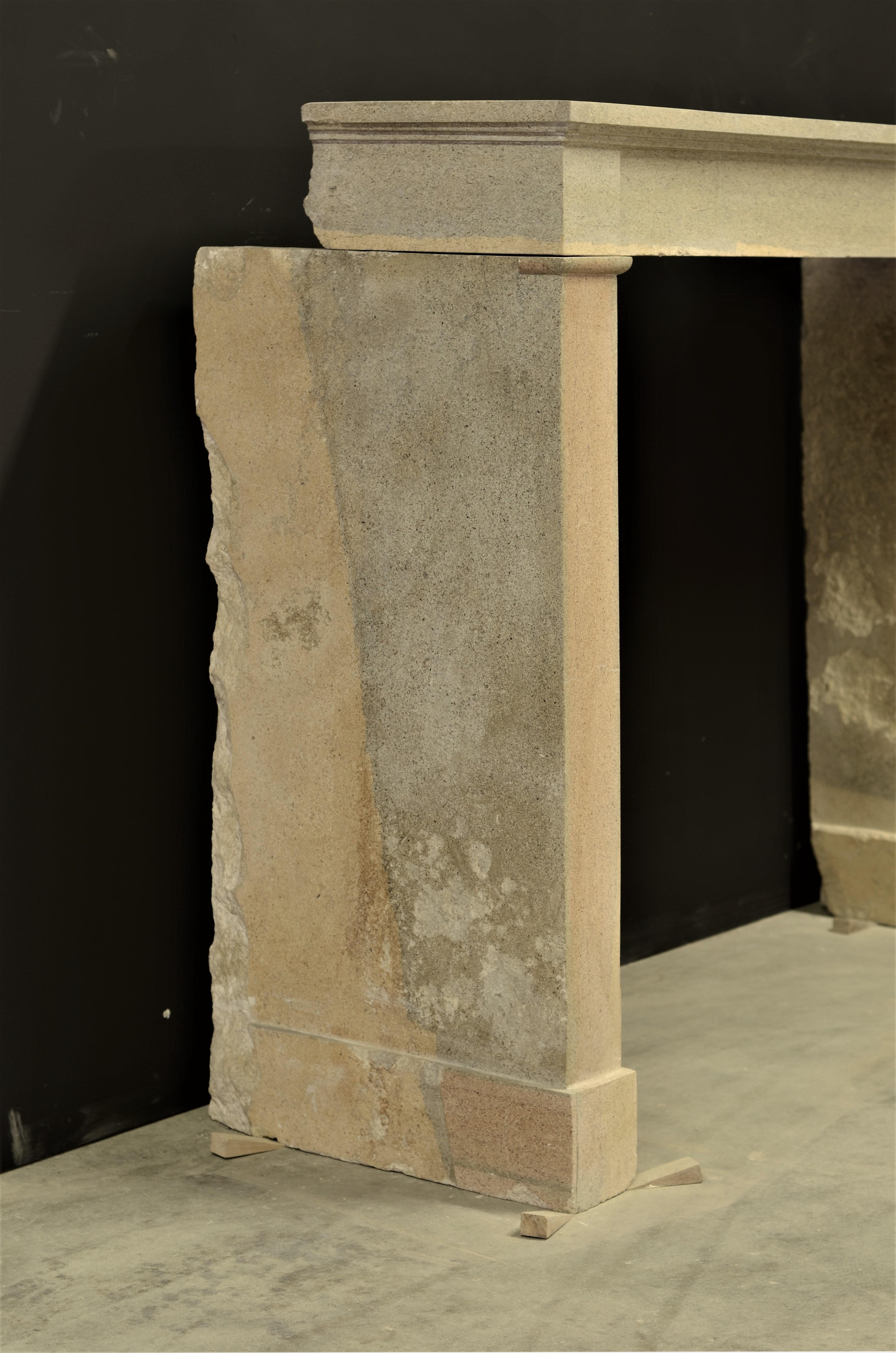 19th Century Antique French Fireplace Mantel in Limestone For Sale
