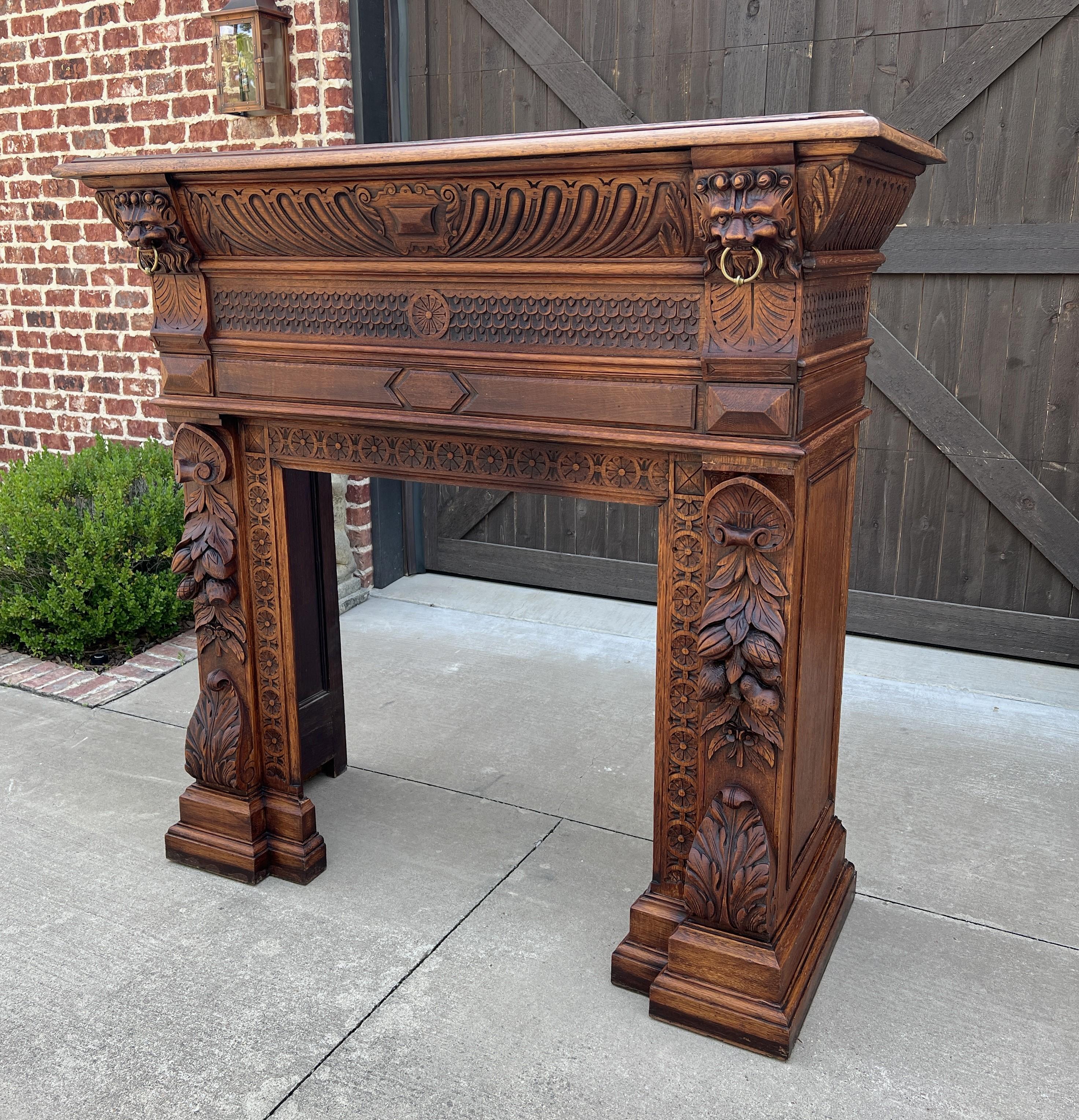 Antique French Fireplace Mantel Surround Hearth Carved Oak Renaissance