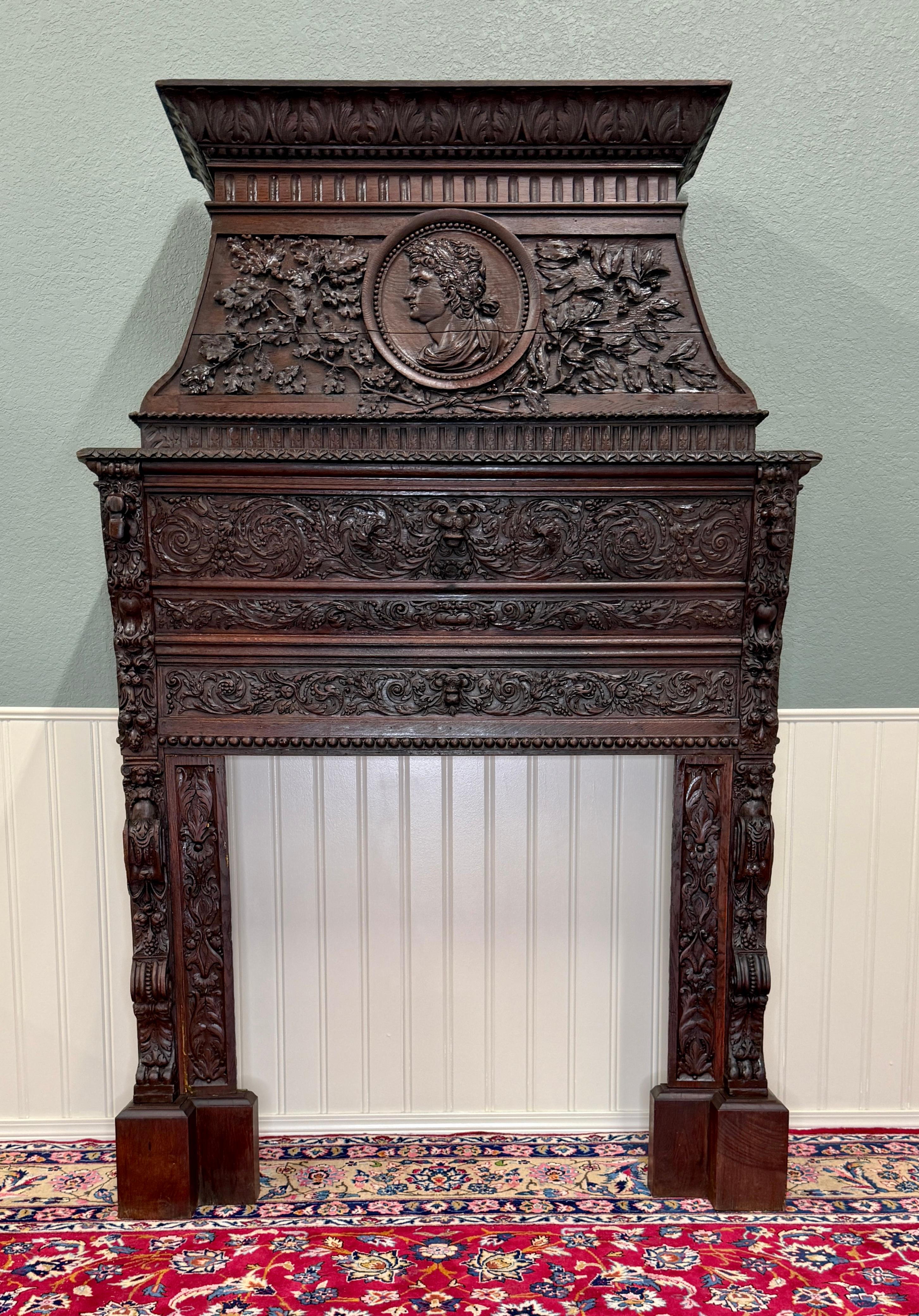 SUPERBO Antique French Fireplace Mantel Surround ~~Renaissance Revival~~HIGHLY CARVED OAK~~c. 1880s

Questo pezzo di grande effetto aggiungerà charme e carattere alla tua casa o al tuo castello~~il MIGLIORE del MIGLIORE~~ intagliato magistralmente