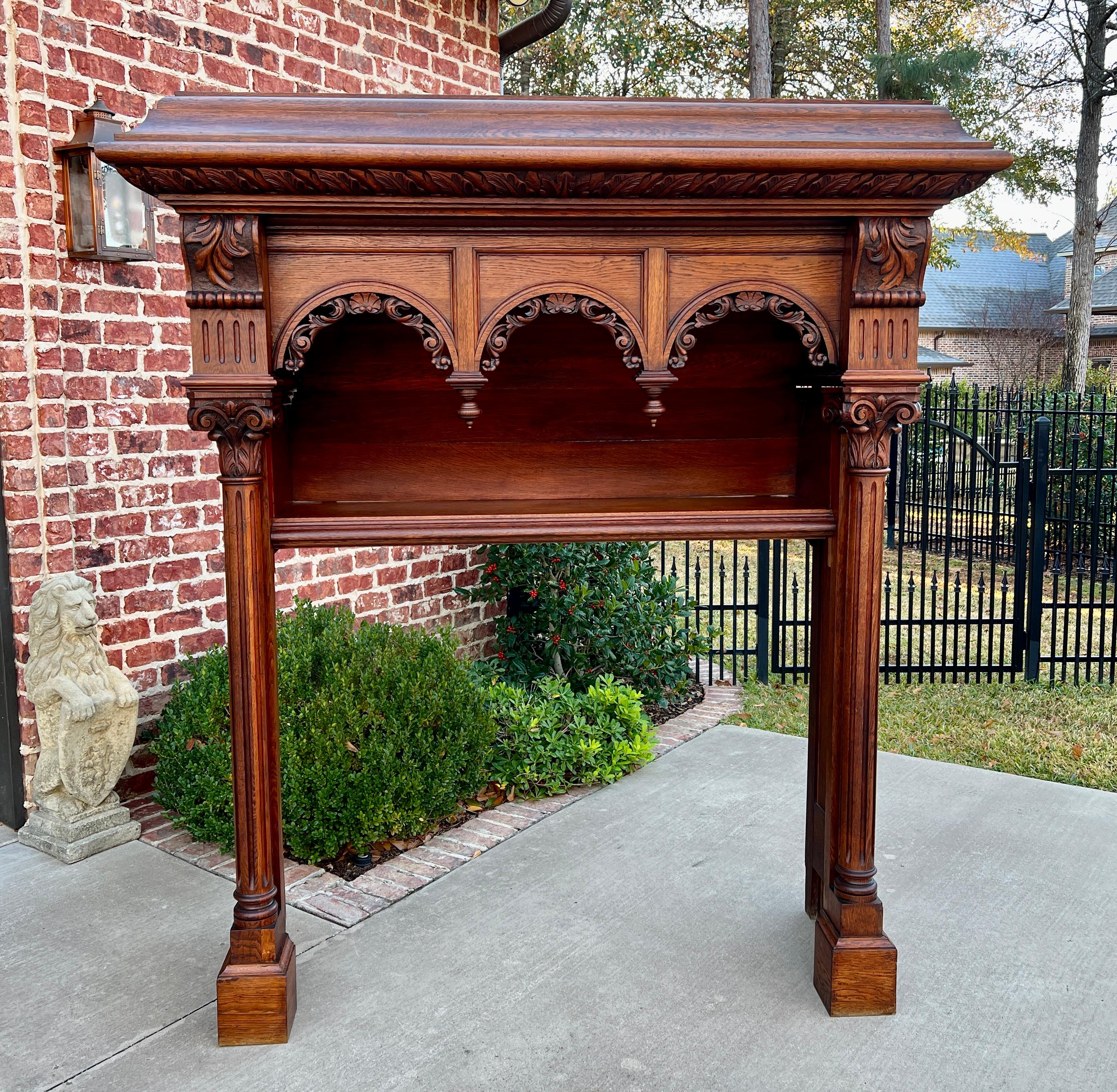 Antique French Fireplace Mantel Surround Renaissance Revival Carved Oak For Sale 12
