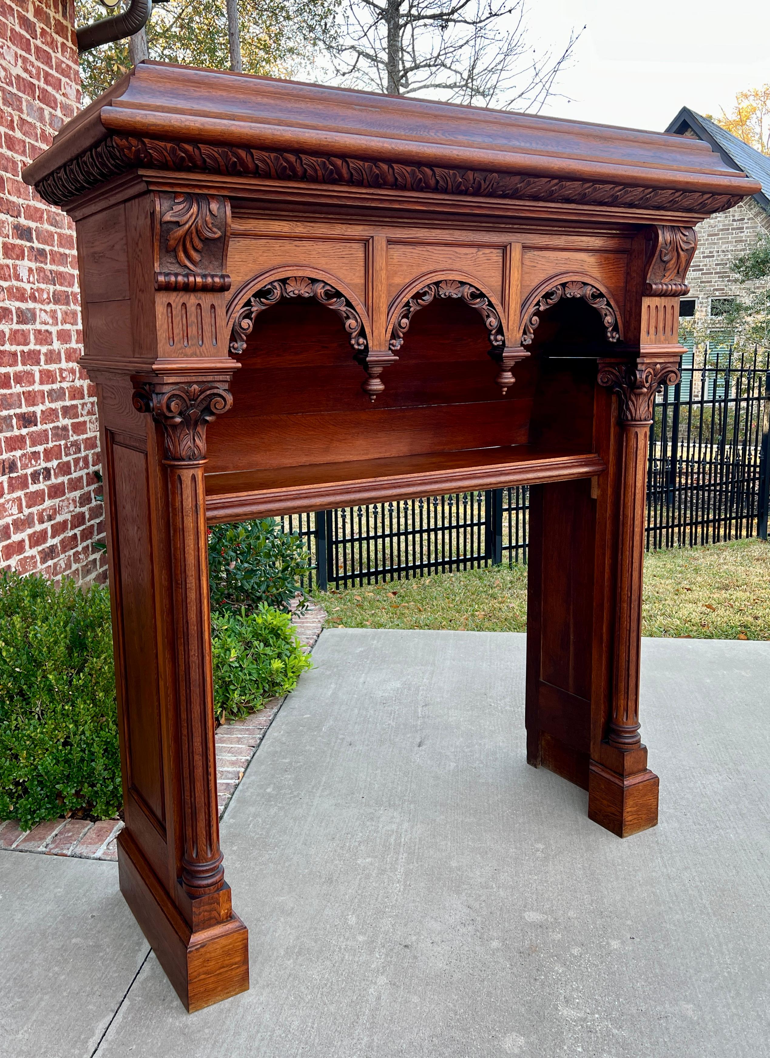 Antique French Fireplace Mantel Surround Renaissance Revival Carved Oak For Sale 13