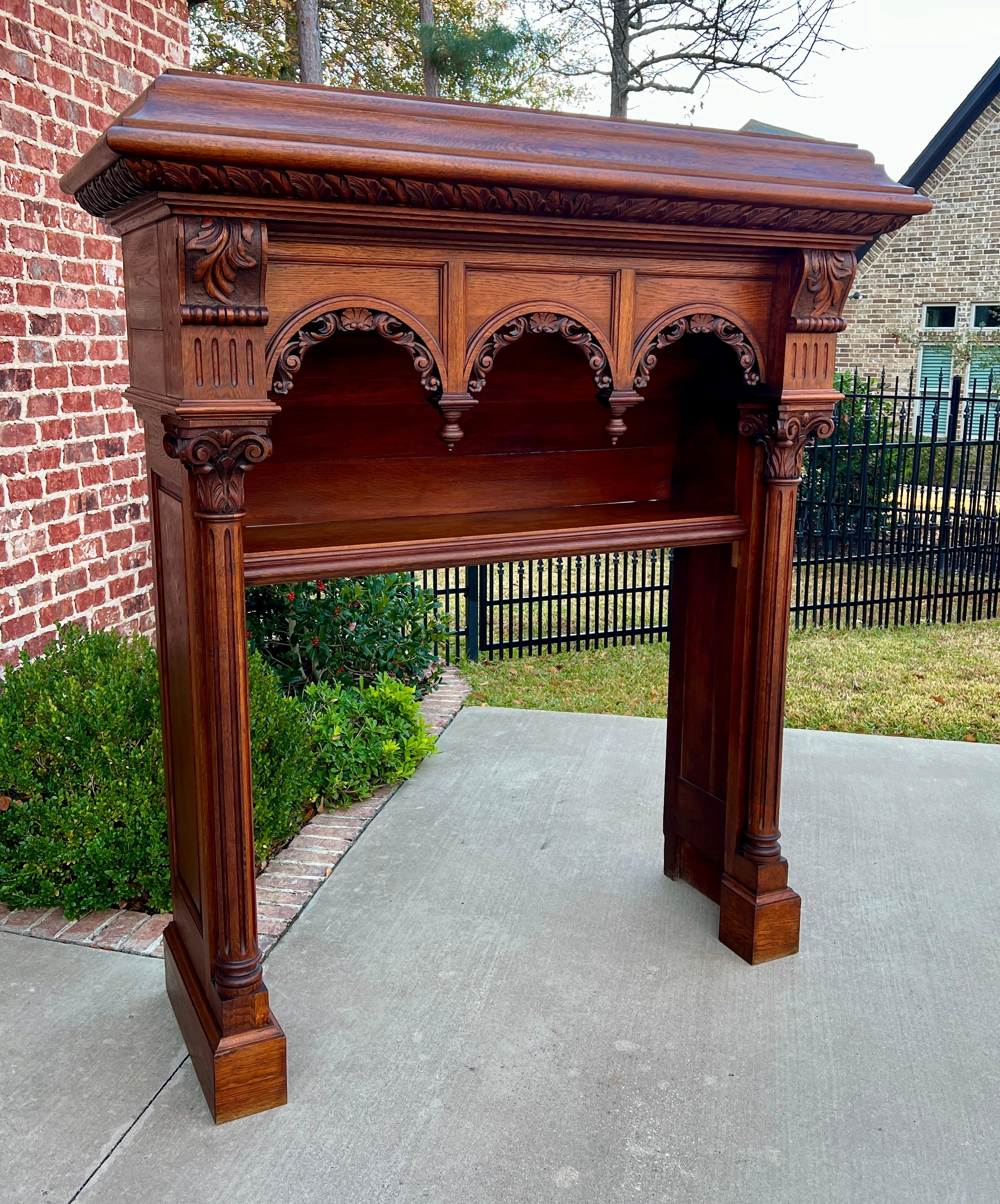 Antique French Fireplace Mantel Surround Renaissance Revival Carved Oak In Good Condition For Sale In Tyler, TX