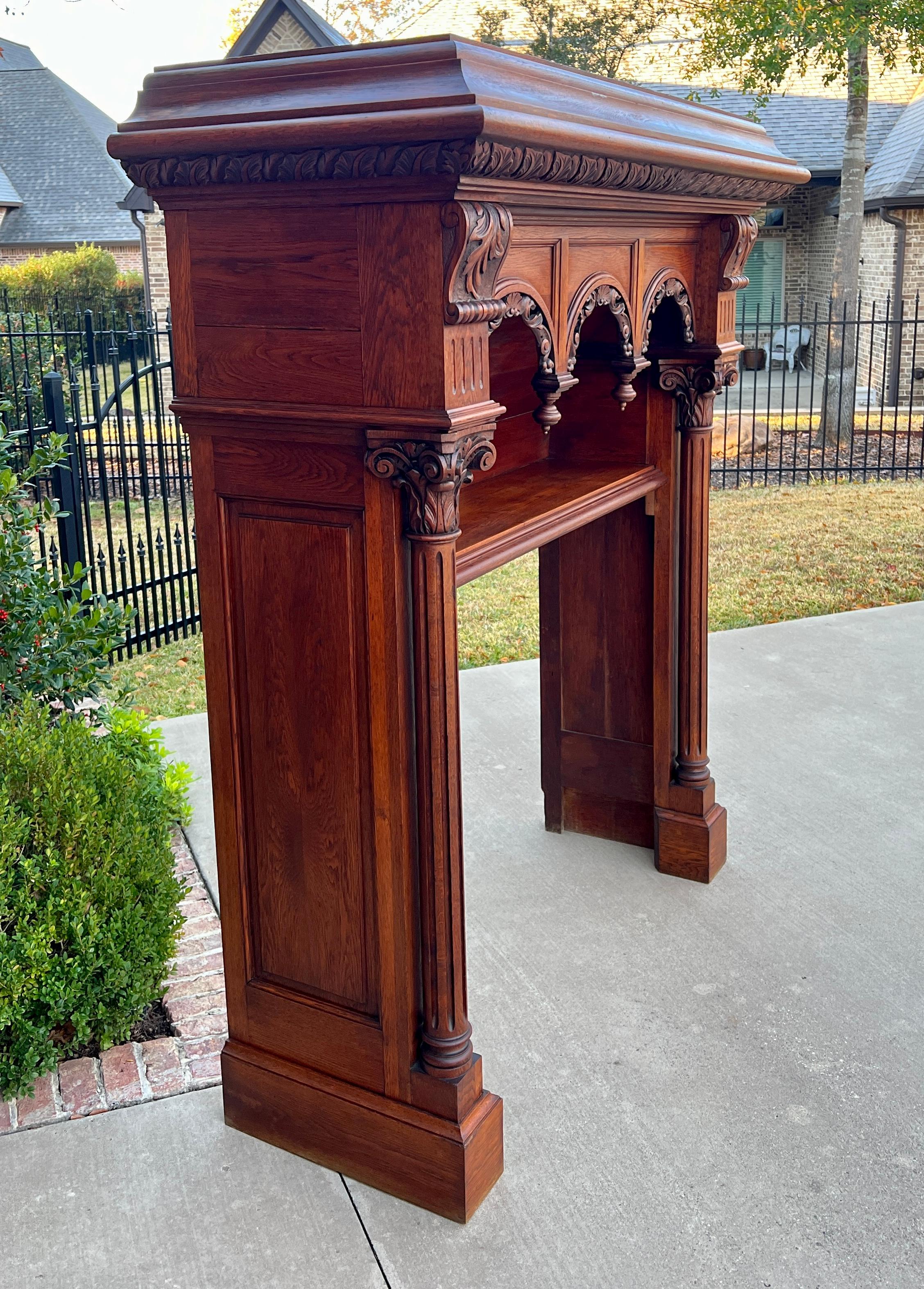 19th Century Antique French Fireplace Mantel Surround Renaissance Revival Carved Oak For Sale
