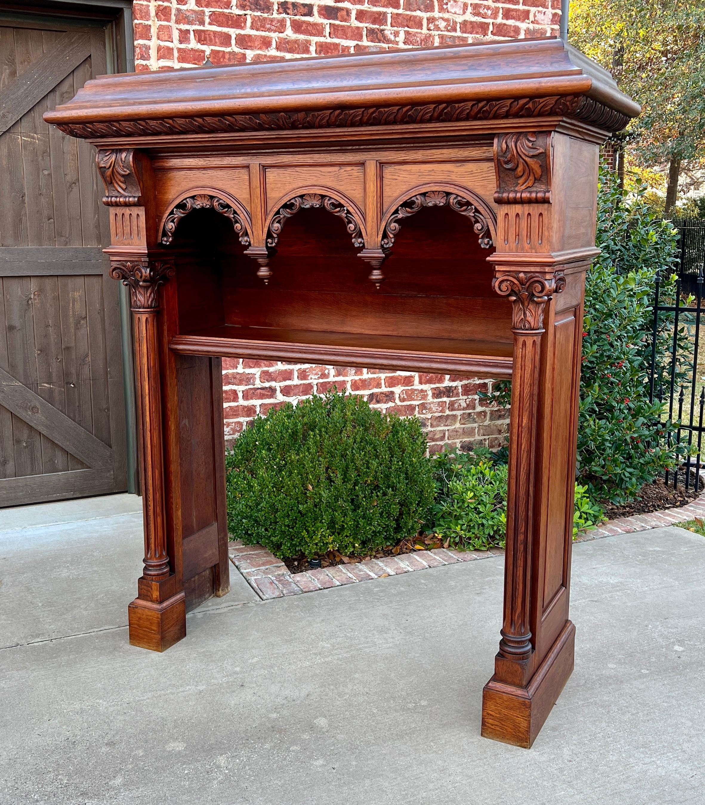 Antique French Fireplace Mantel Surround Renaissance Revival Carved Oak For Sale 2