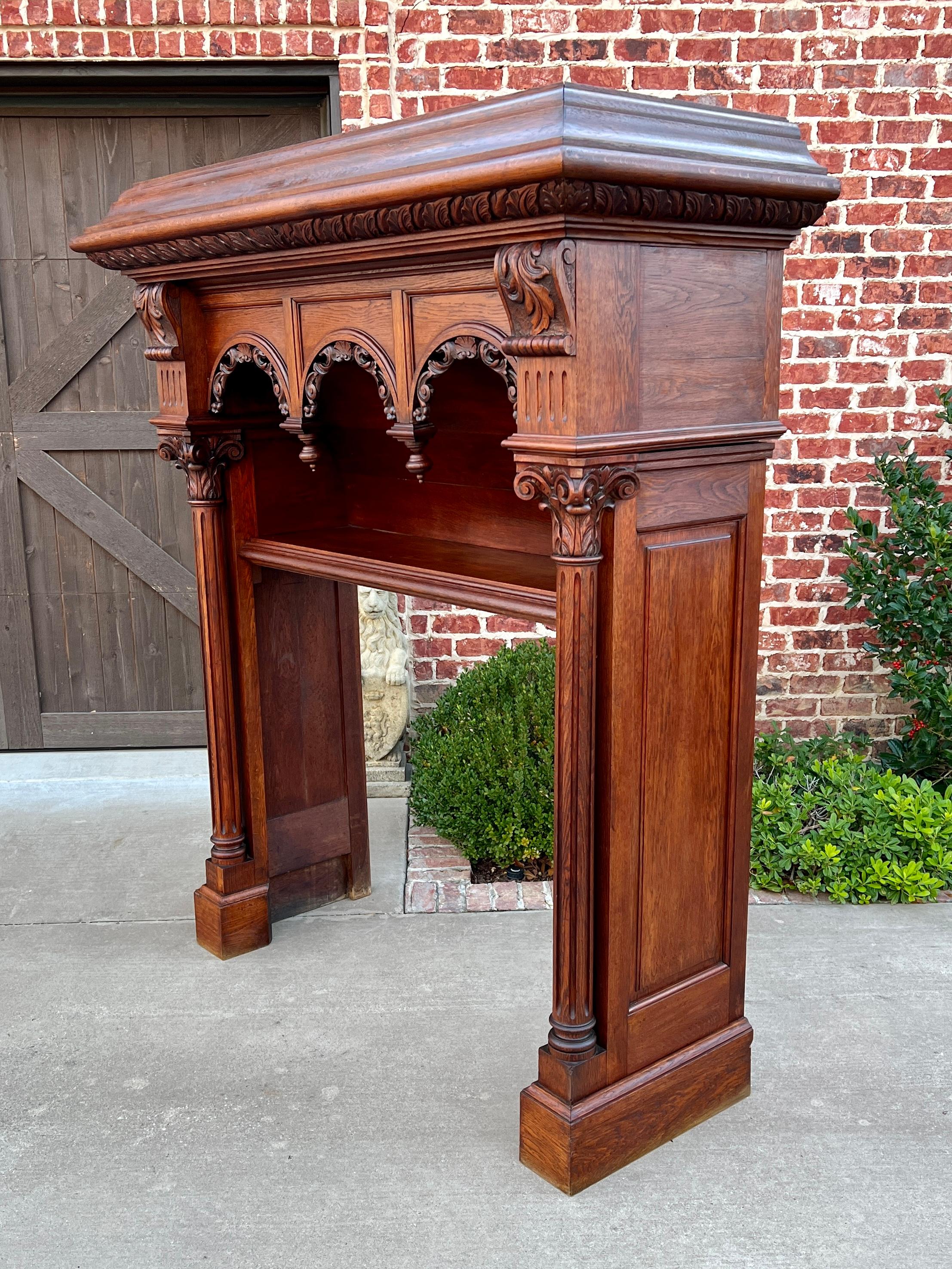 Antique French Fireplace Mantel Surround Renaissance Revival Carved Oak For Sale 3