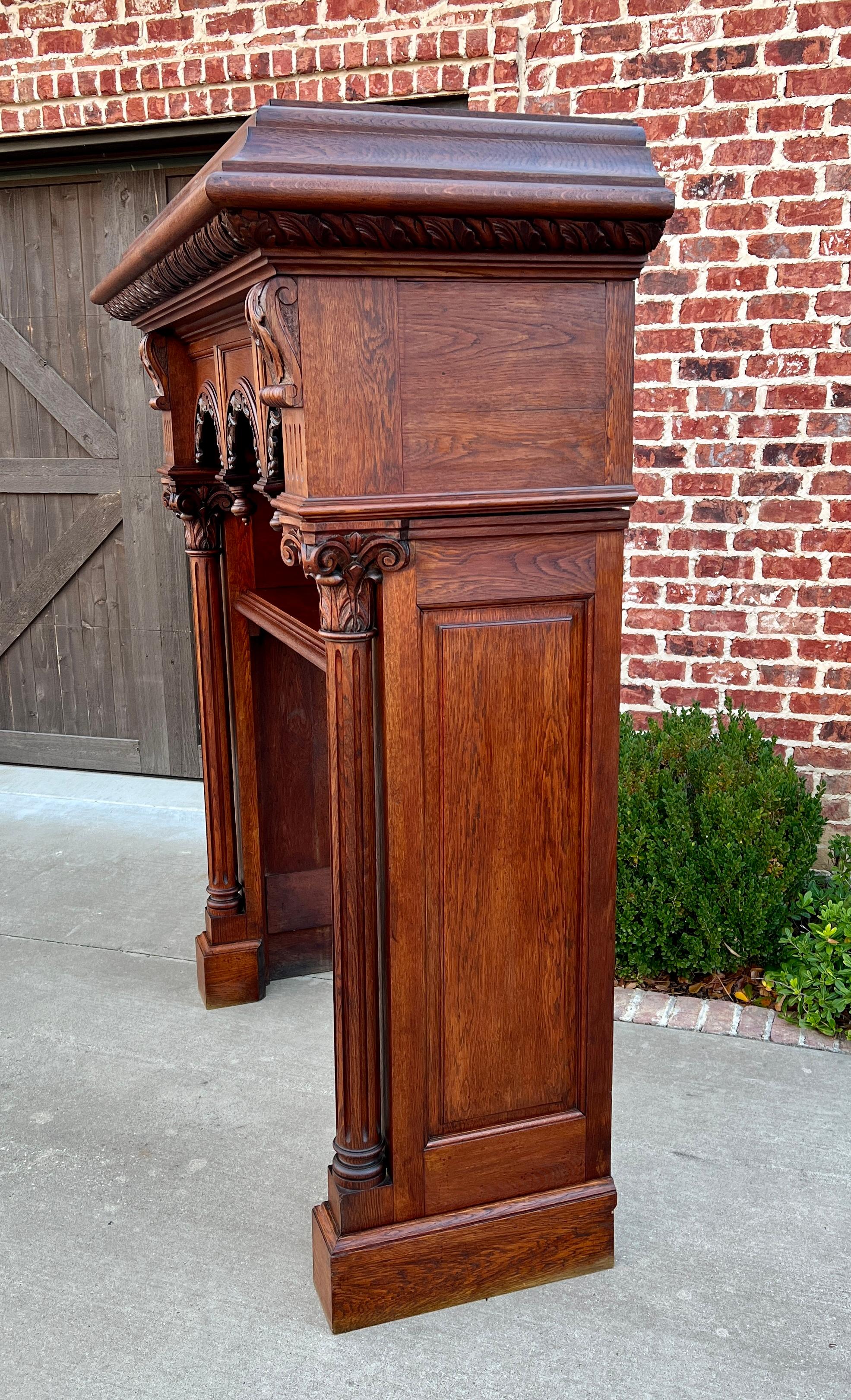 Antique French Fireplace Mantel Surround Renaissance Revival Carved Oak For Sale 4