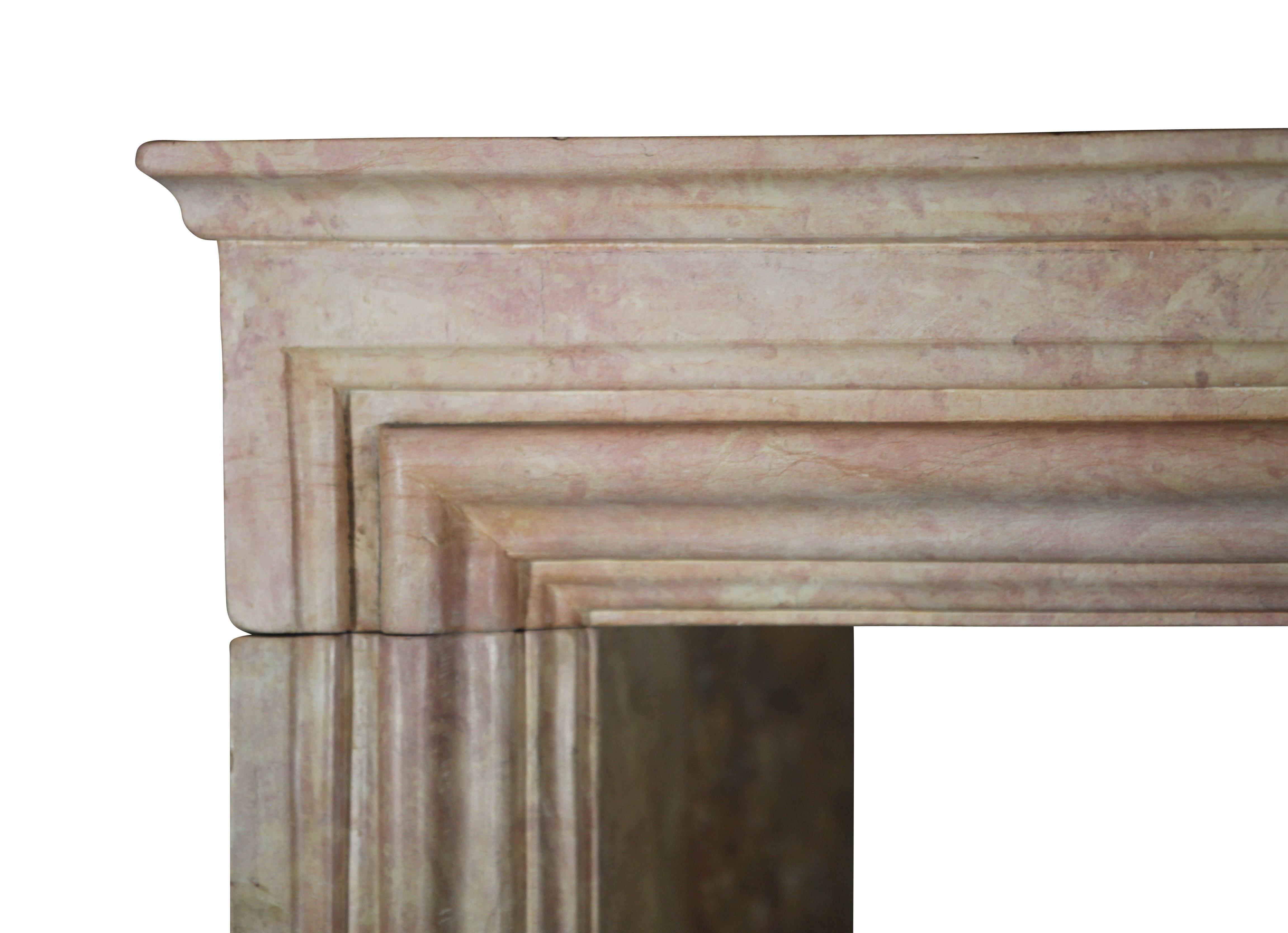 Louis XIV Antique French Fireplace Surround in Rose Liseron Marble for Timely Interior