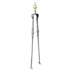 Antique French Fireplace Tongs, Fire Tongs, 19th Century