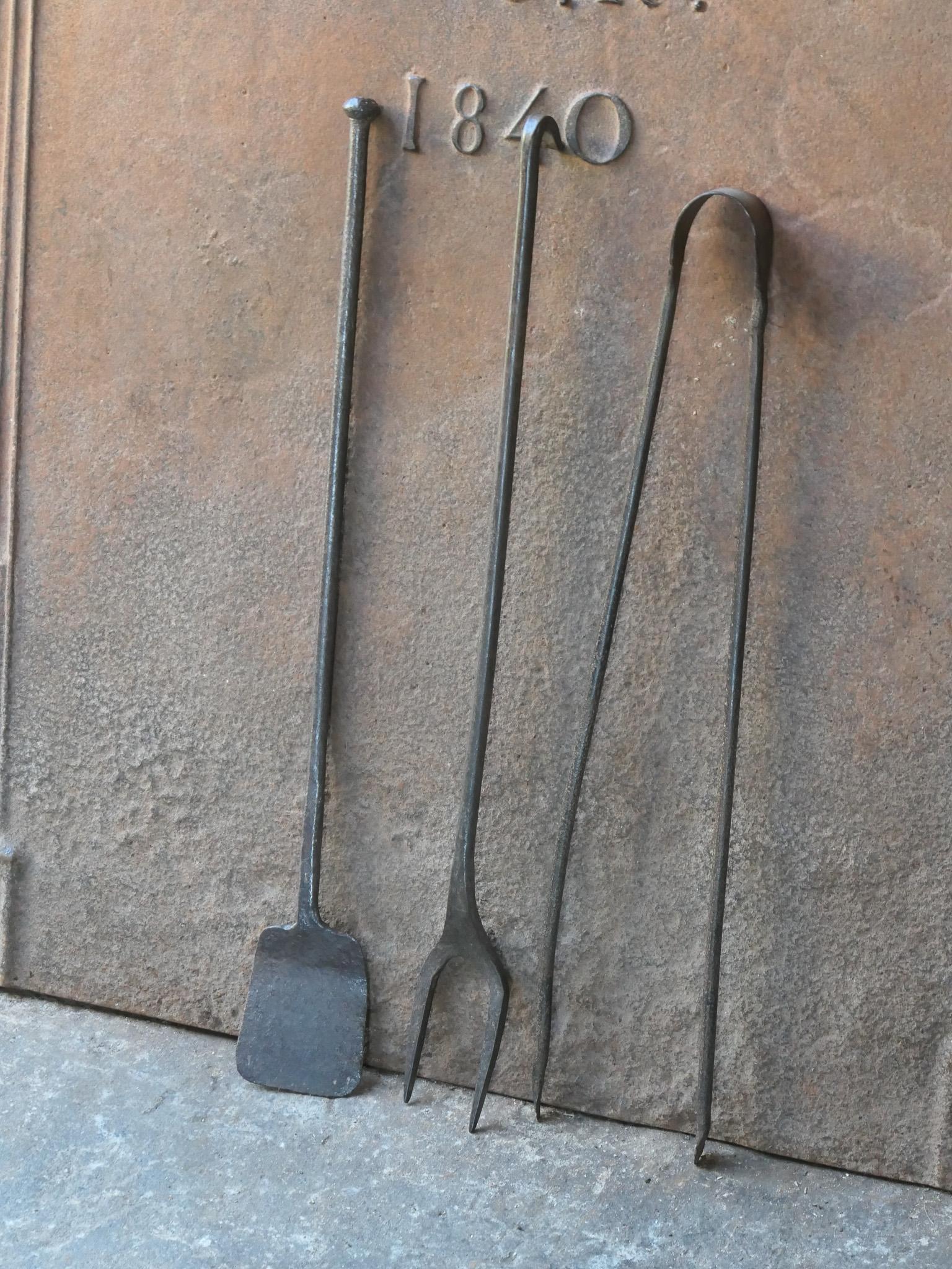 18th Century and Earlier Antique French Fireplace Tools, 18th Century