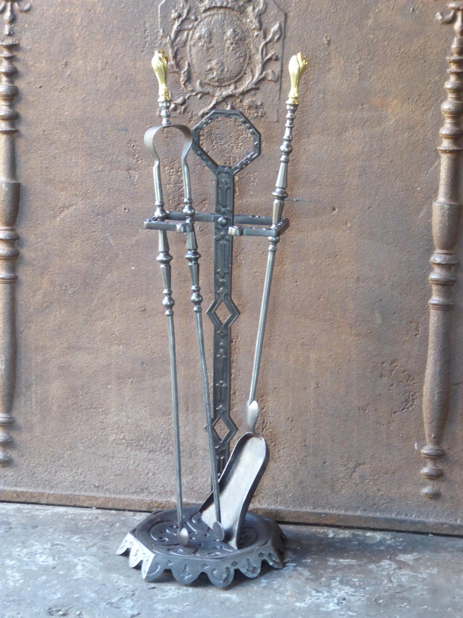 Cast Antique French Fireplace Tools or Fire Tools, 19th-20th Century For Sale
